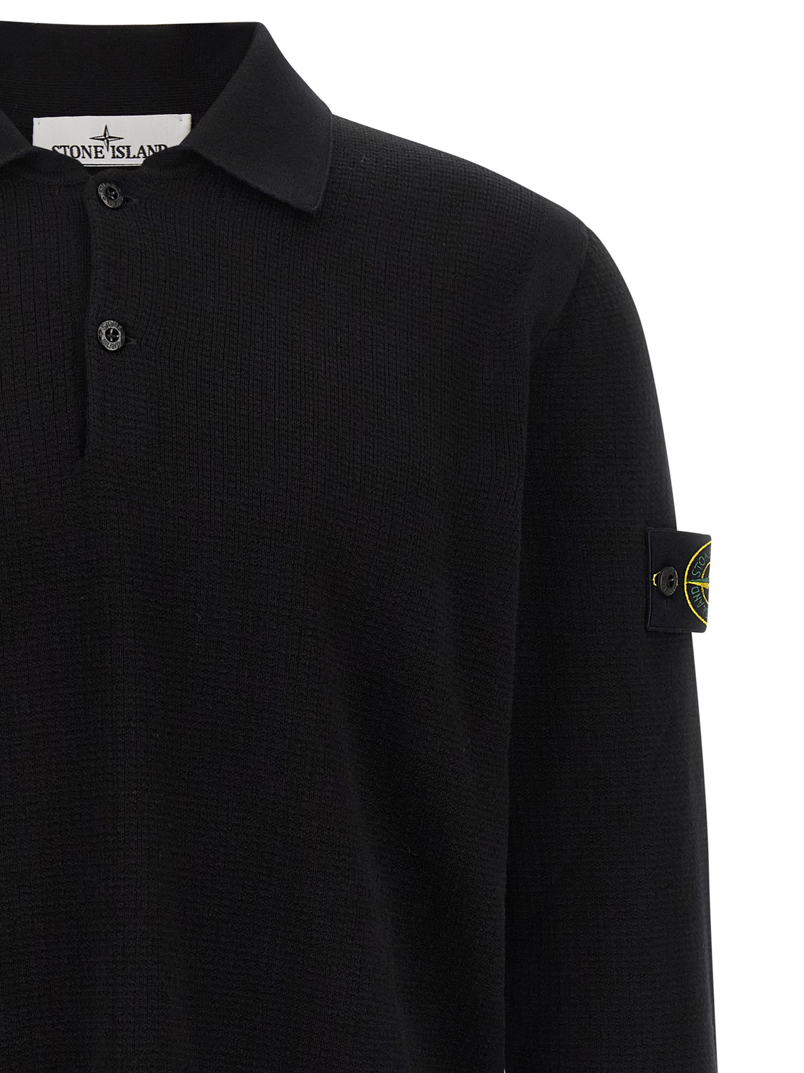 Stone Island Poloshirt aus schwarzer Baumwolle