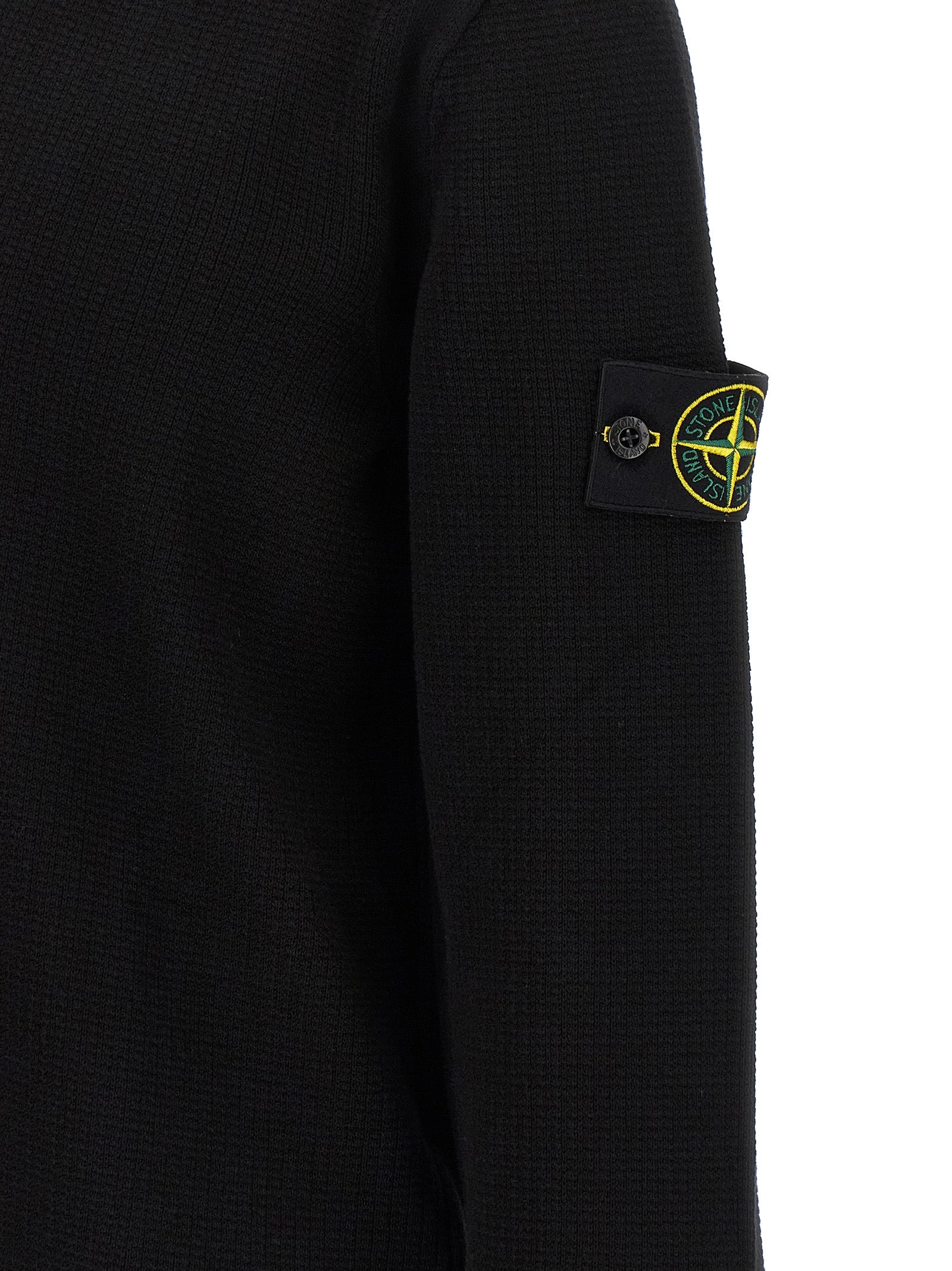 Stone Island Poloshirt aus schwarzer Baumwolle