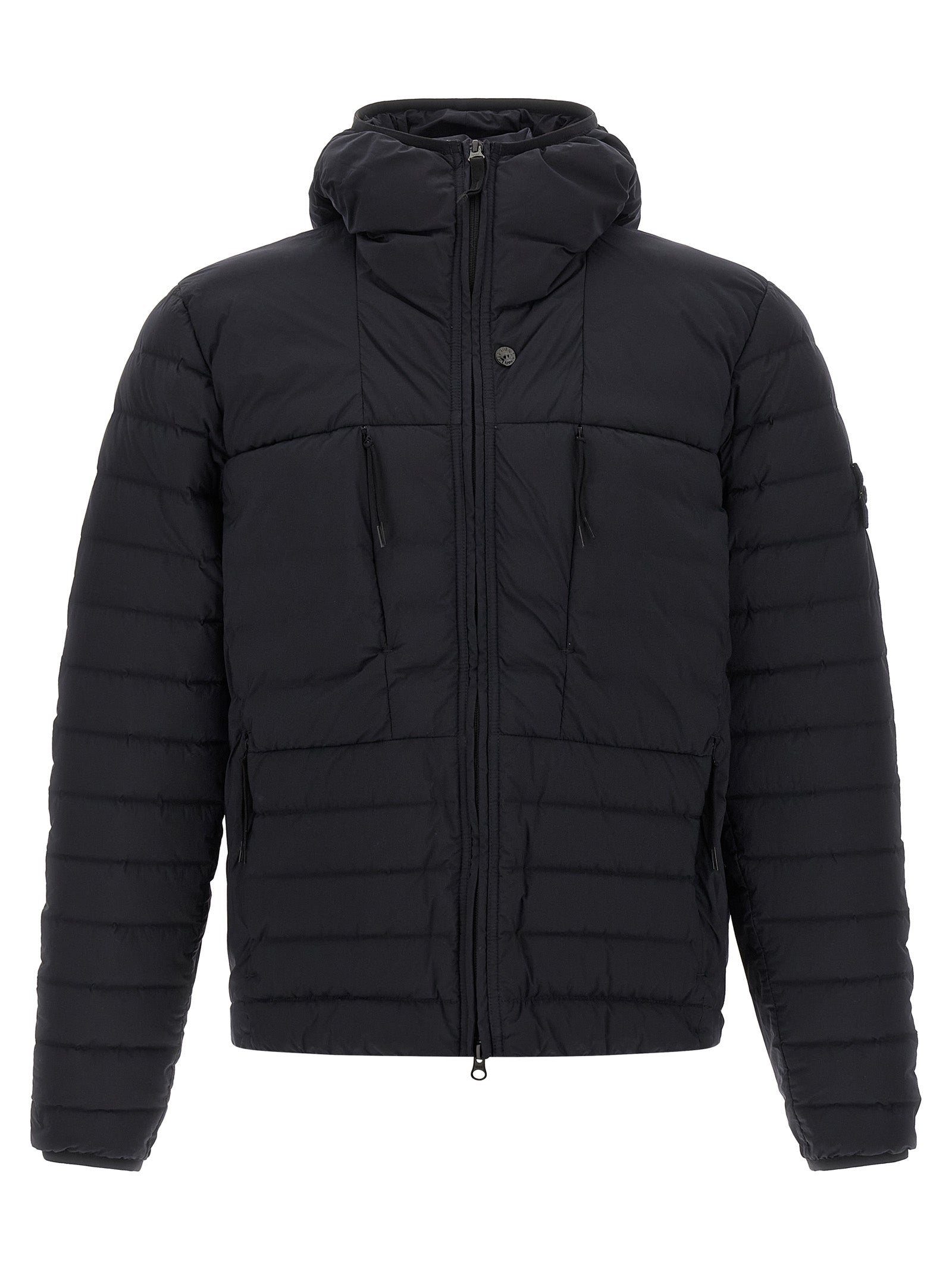 Stone Island Blue Nylon Full-Length Jacket