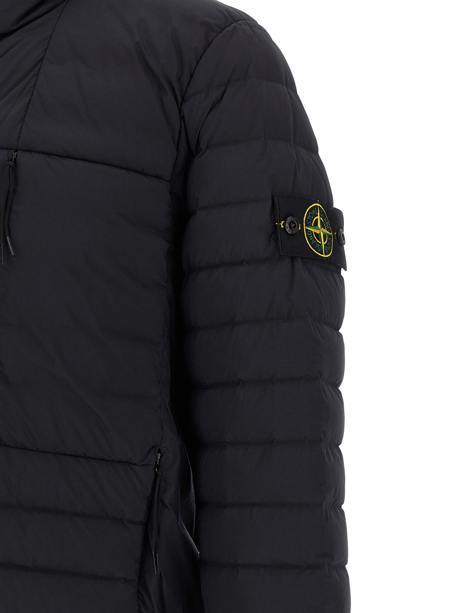 Stone Island Blue Nylon Full-Length Jacket