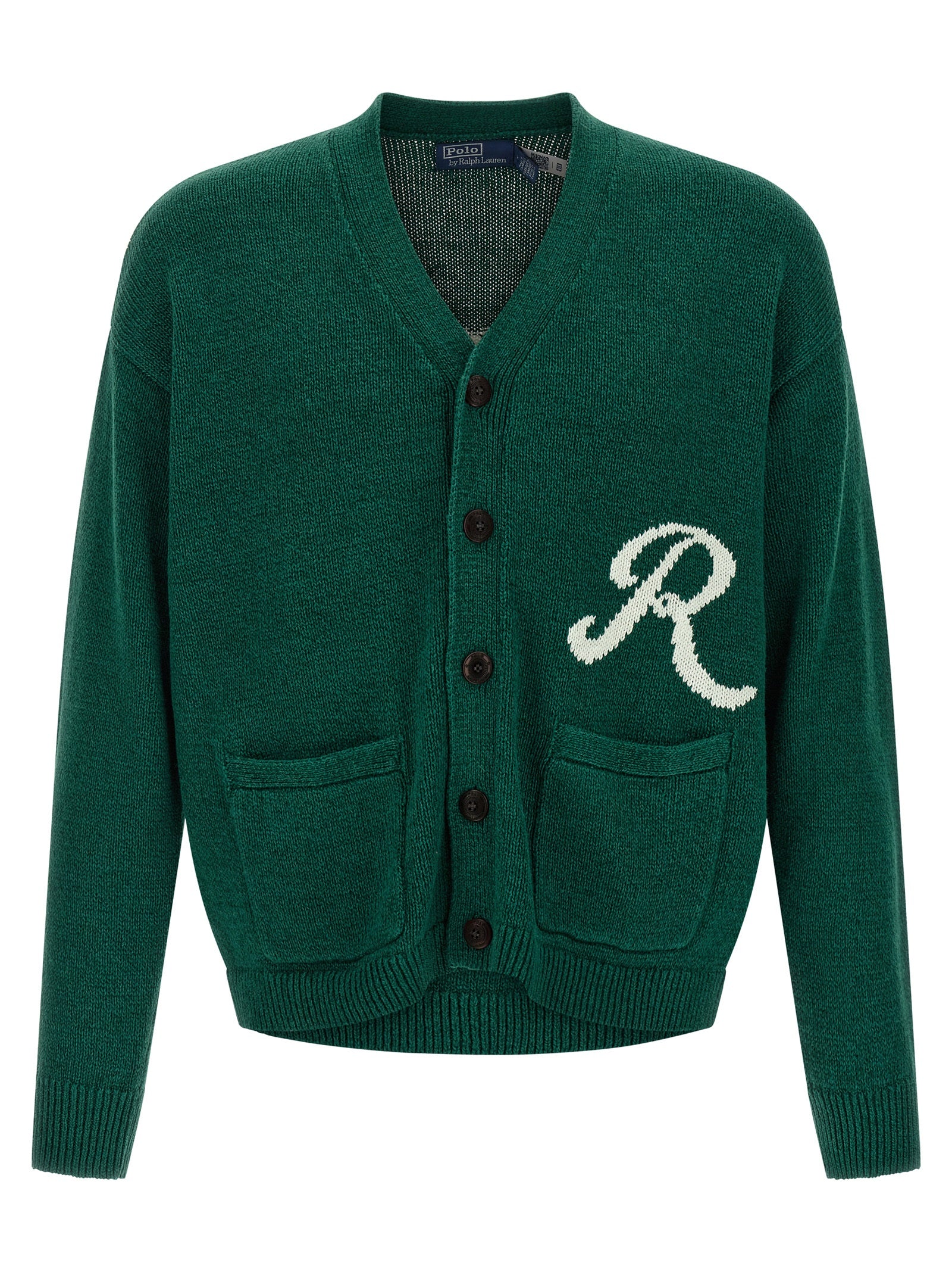 Polo Ralph Lauren Green Linen Cotton Bicolor Cardigan