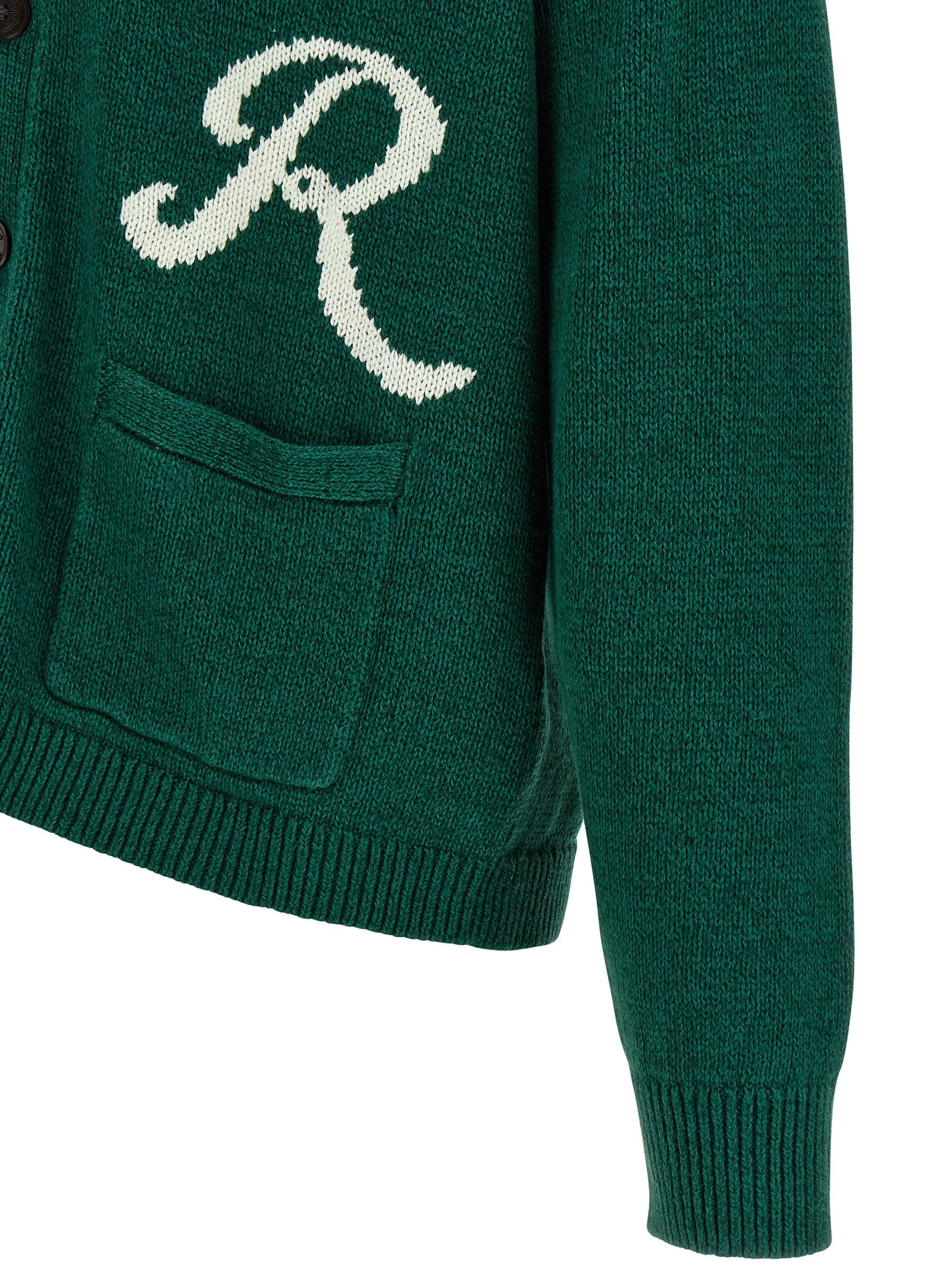Polo Ralph Lauren Green Linen Cotton Bicolor Cardigan