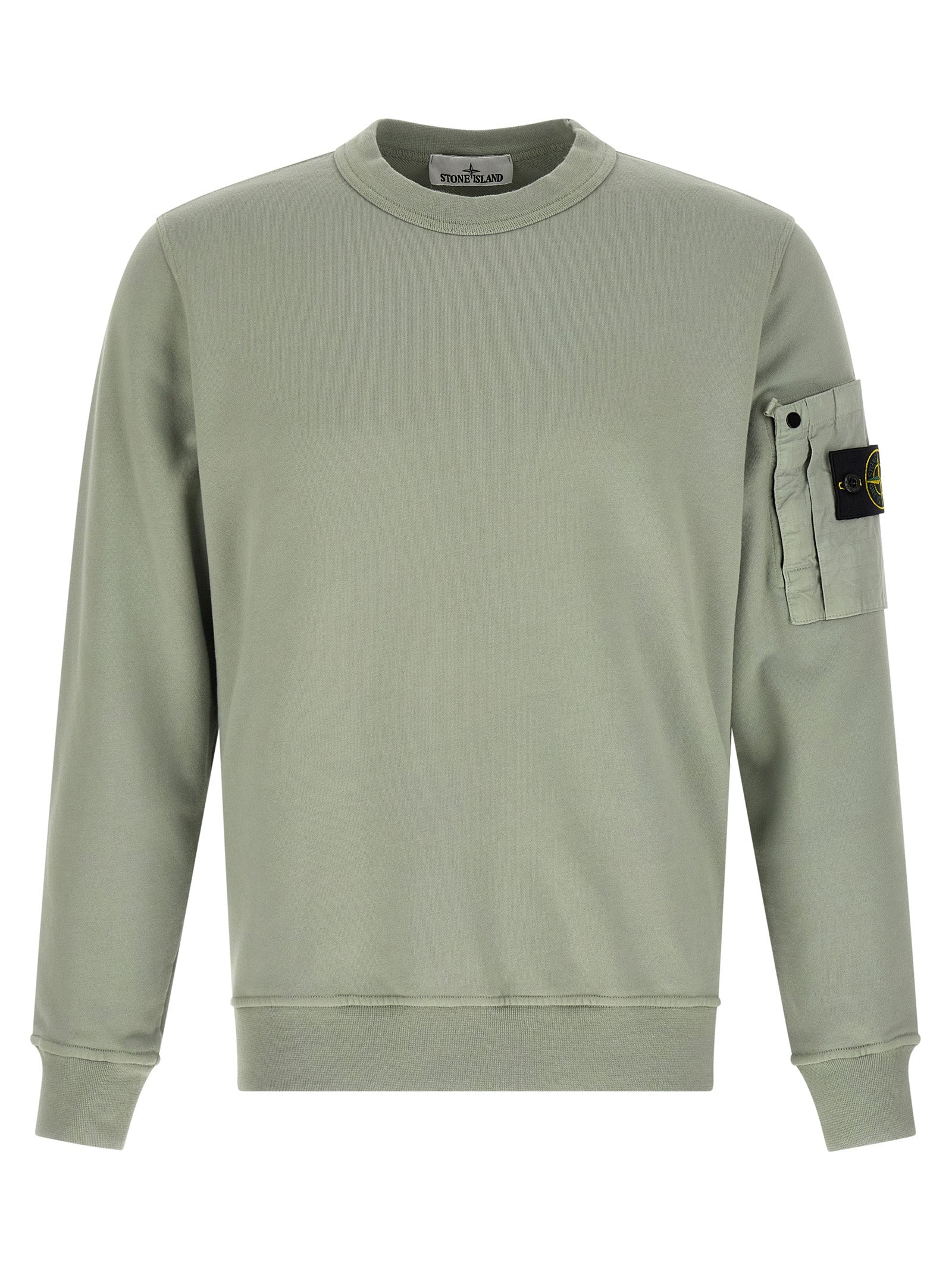 Stone Island Green Bicolor Cotton Sweatshirt
