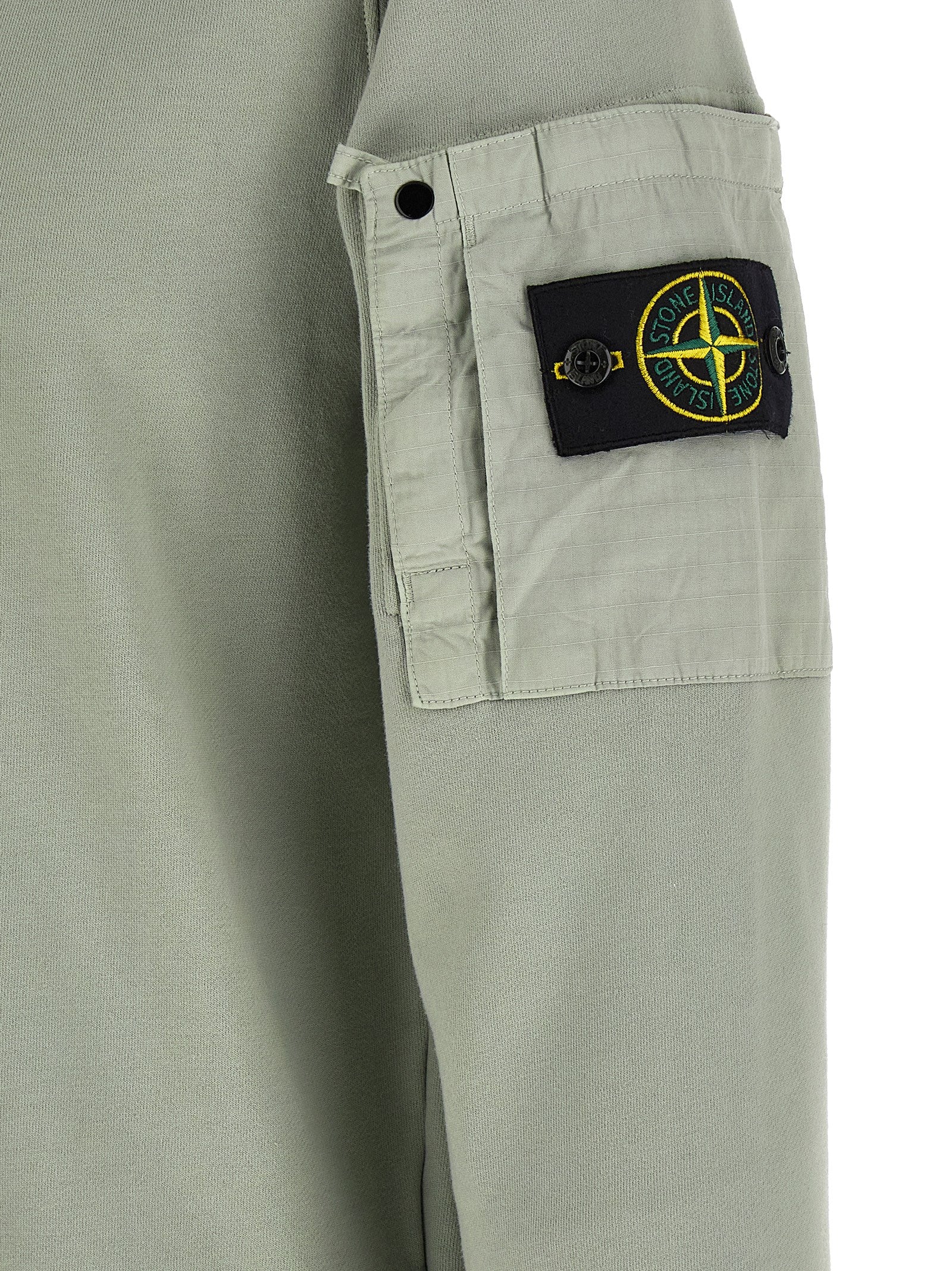 Stone Island Green Bicolor Cotton Sweatshirt