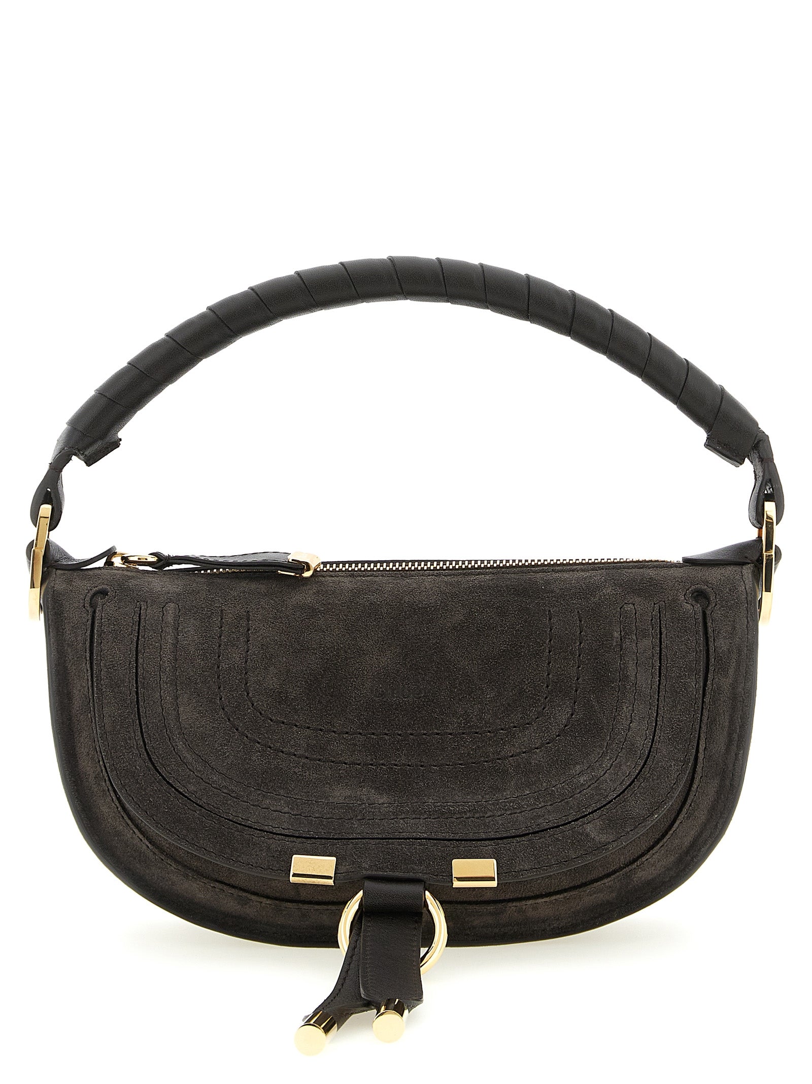 Chloé Brown Marcie Mini Suede Shoulder Bag Calf Leather