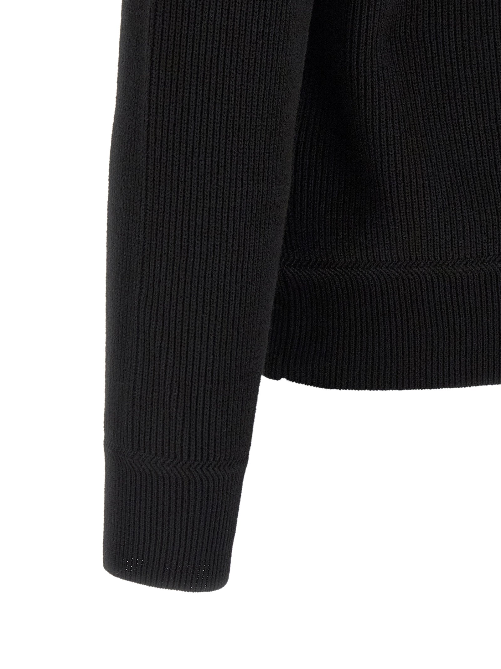Stone Island Black Ribbed Cotton Cardigan