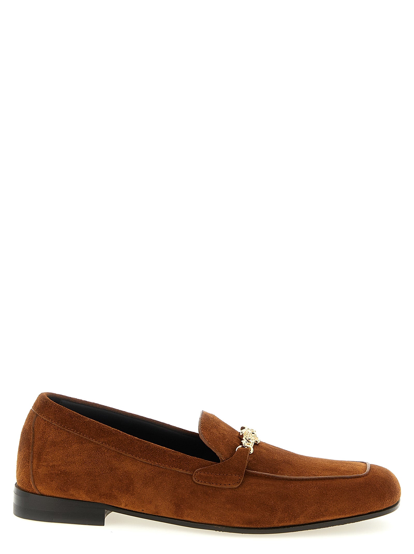 Versace Brown Slip-On Loafers Calf Leather