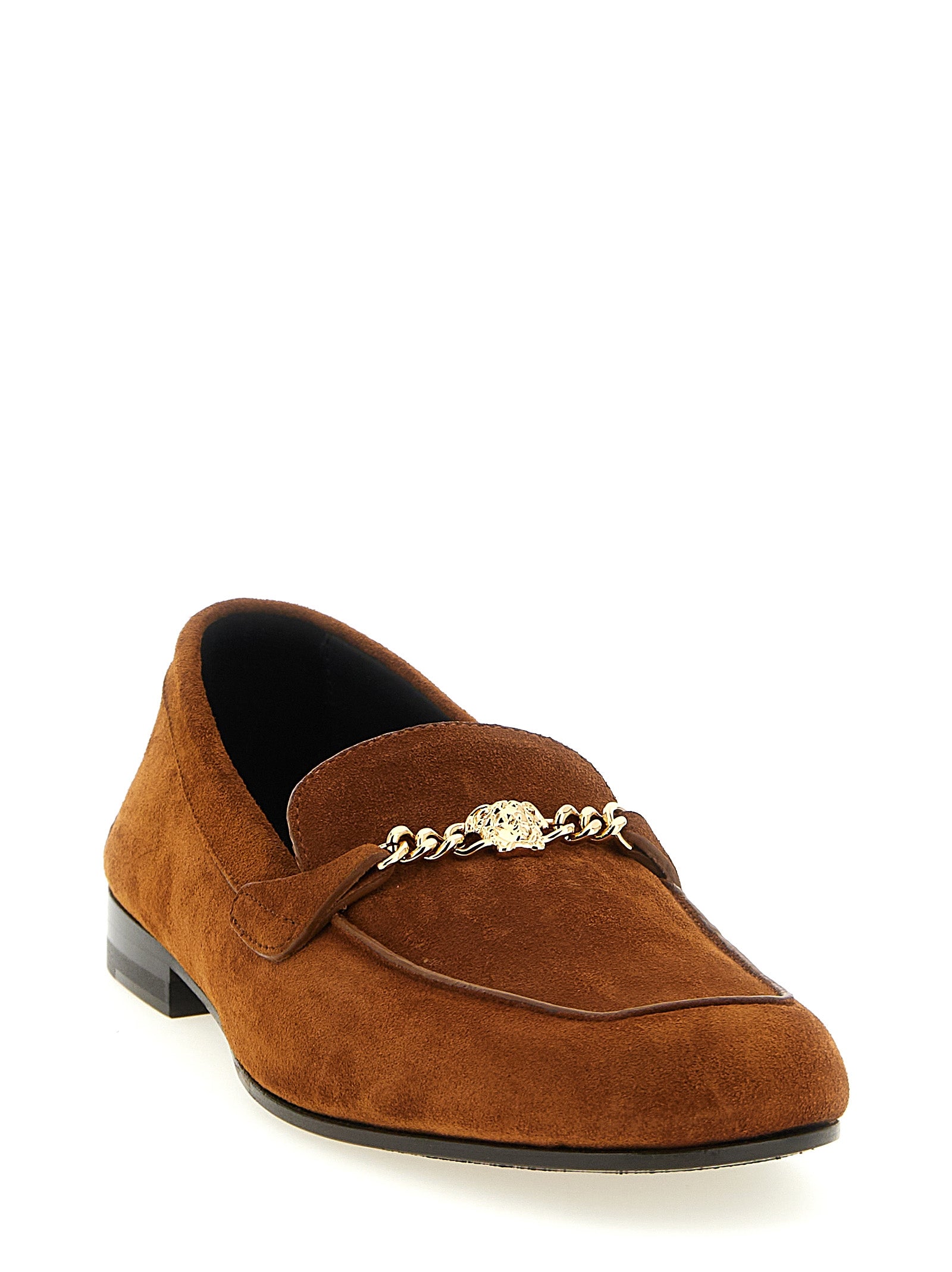 Versace Brown Slip-On Loafers Calf Leather