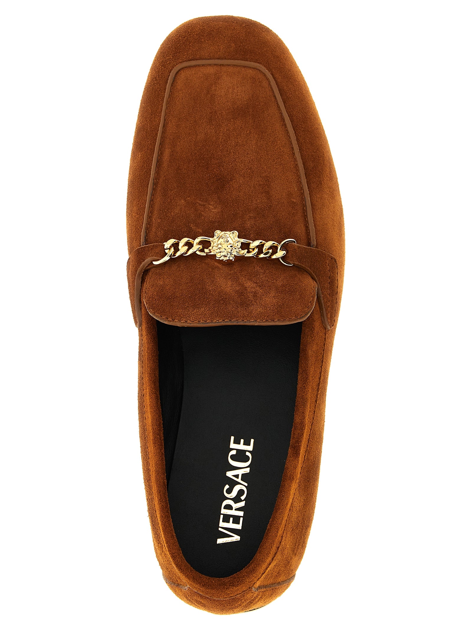 Versace Brown Slip-On Loafers Calf Leather
