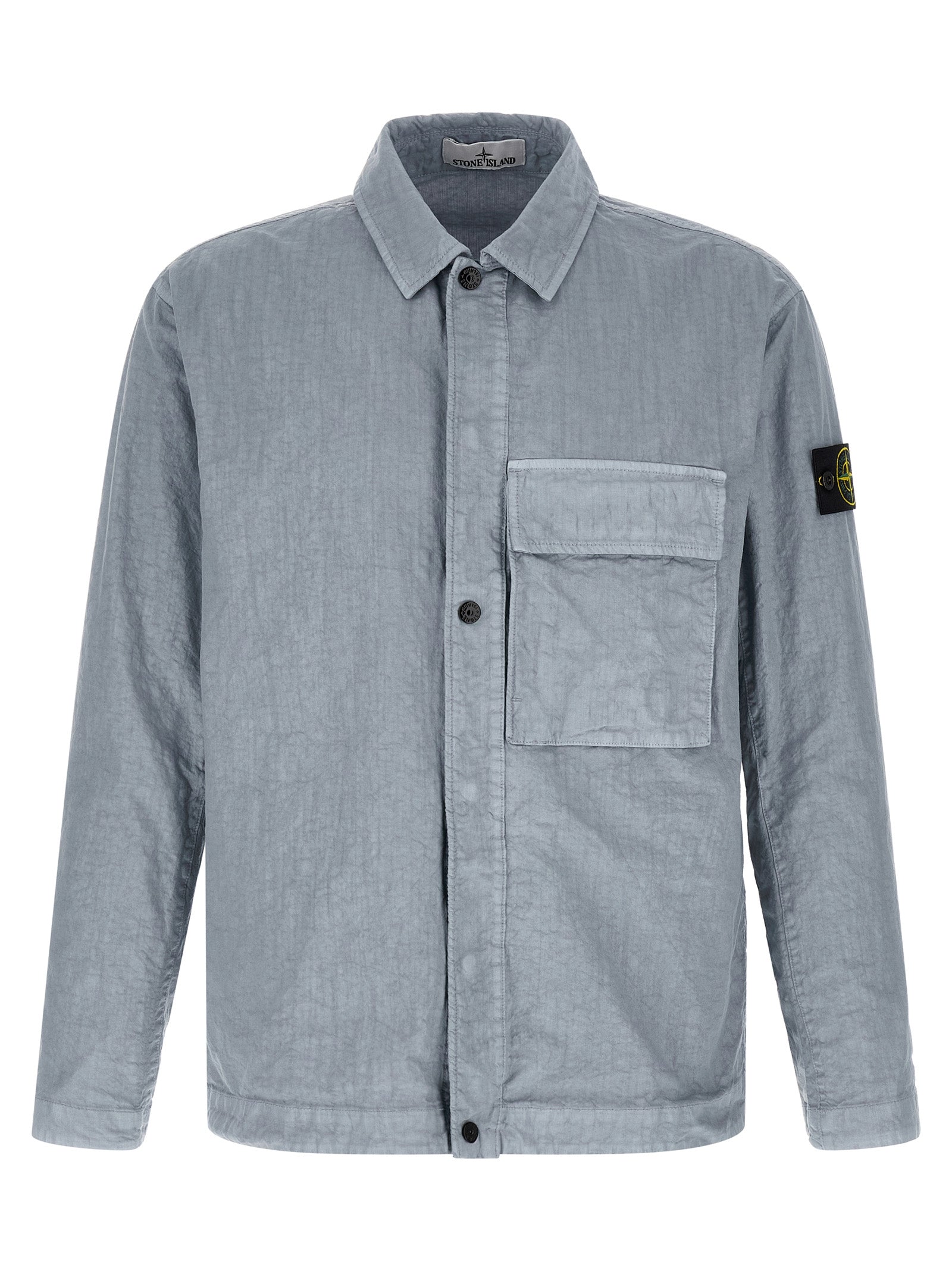 STONE ISLAND Light Blue Nylon Overshirt