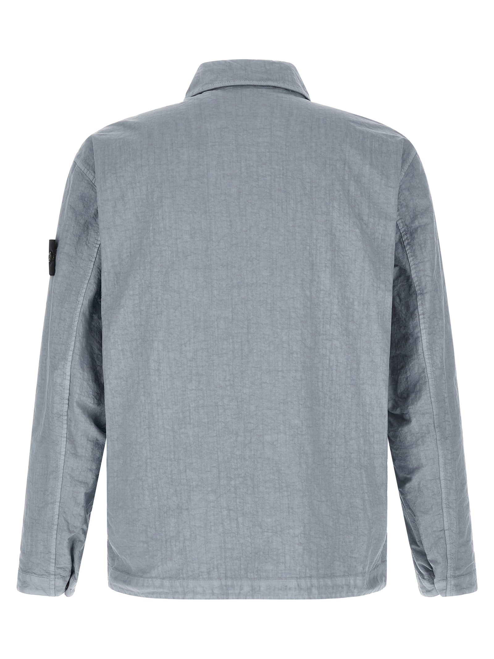 STONE ISLAND Light Blue Nylon Overshirt