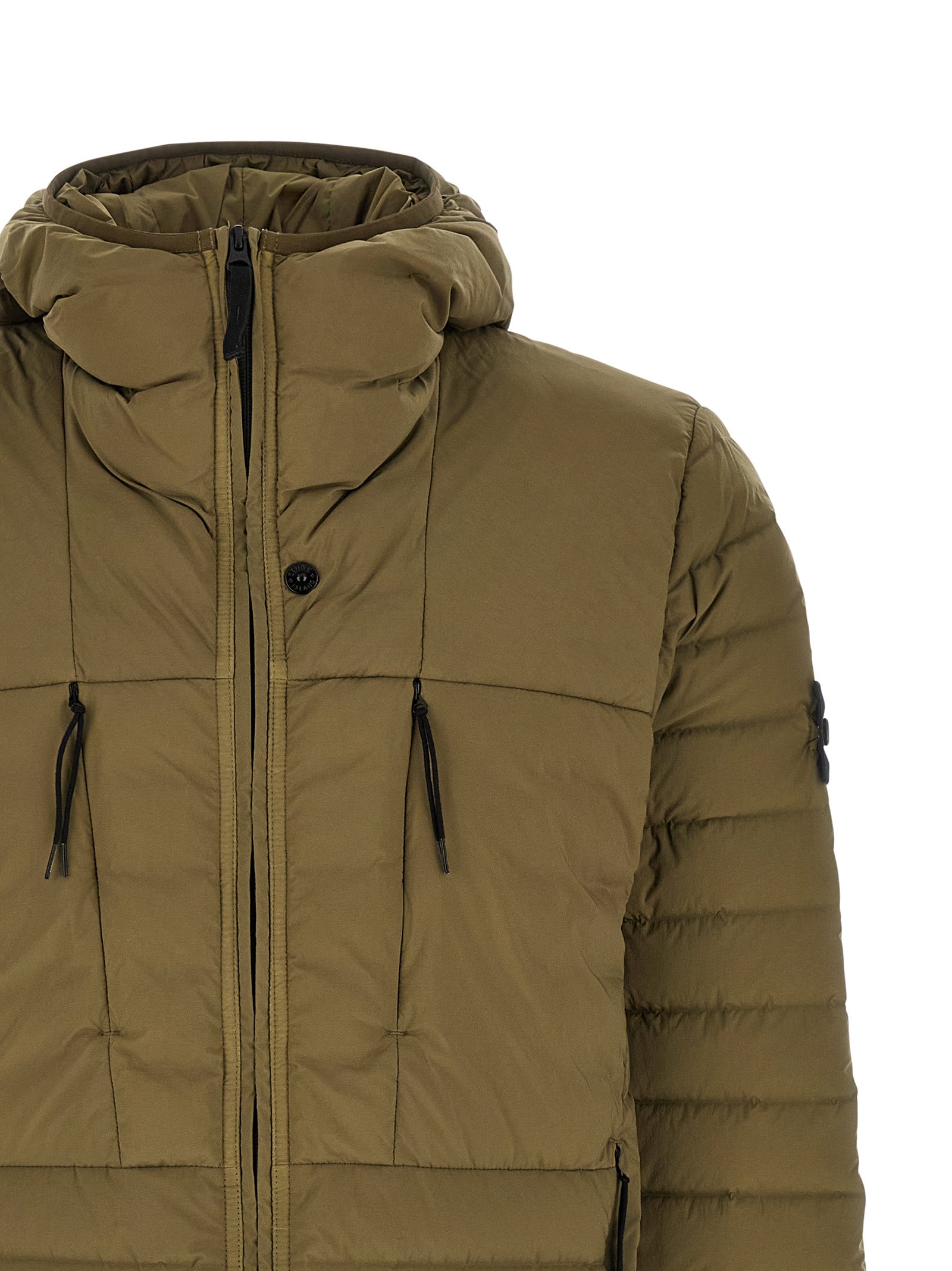 Stone Island Green Nylon Full-Length Jacket