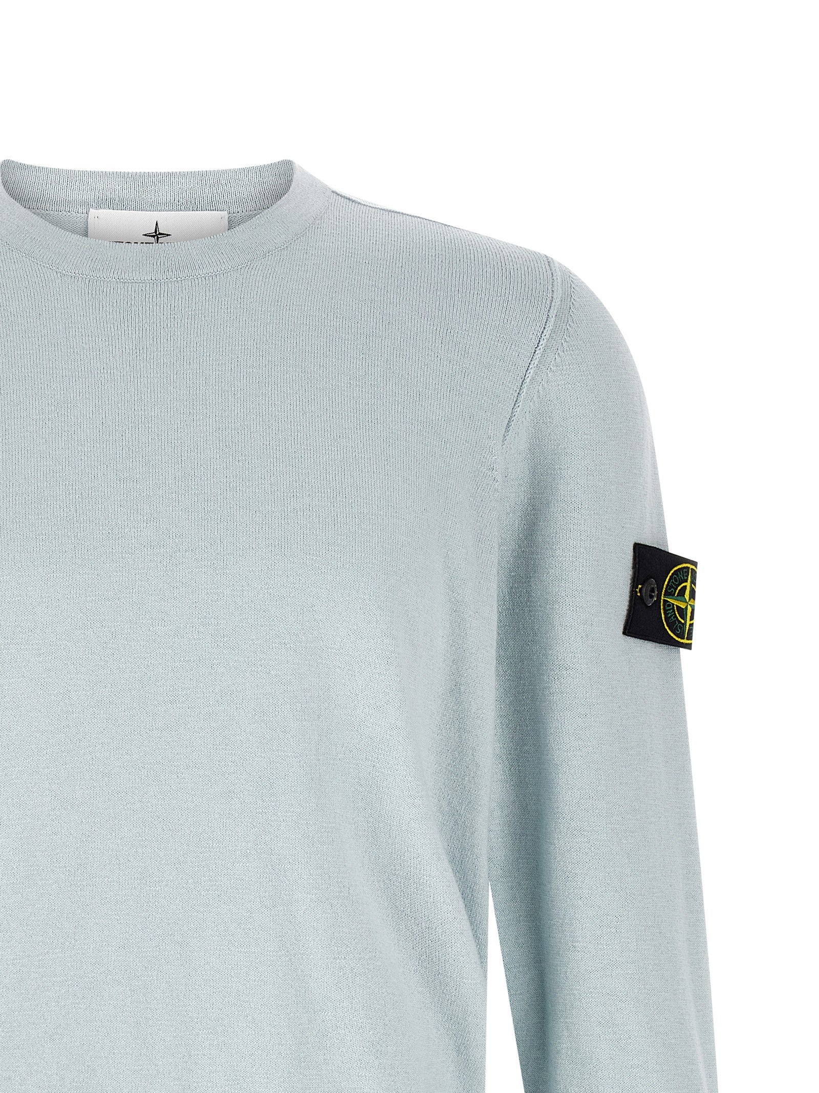 Stone Island Light Blue Cotton Nylon Cardigan