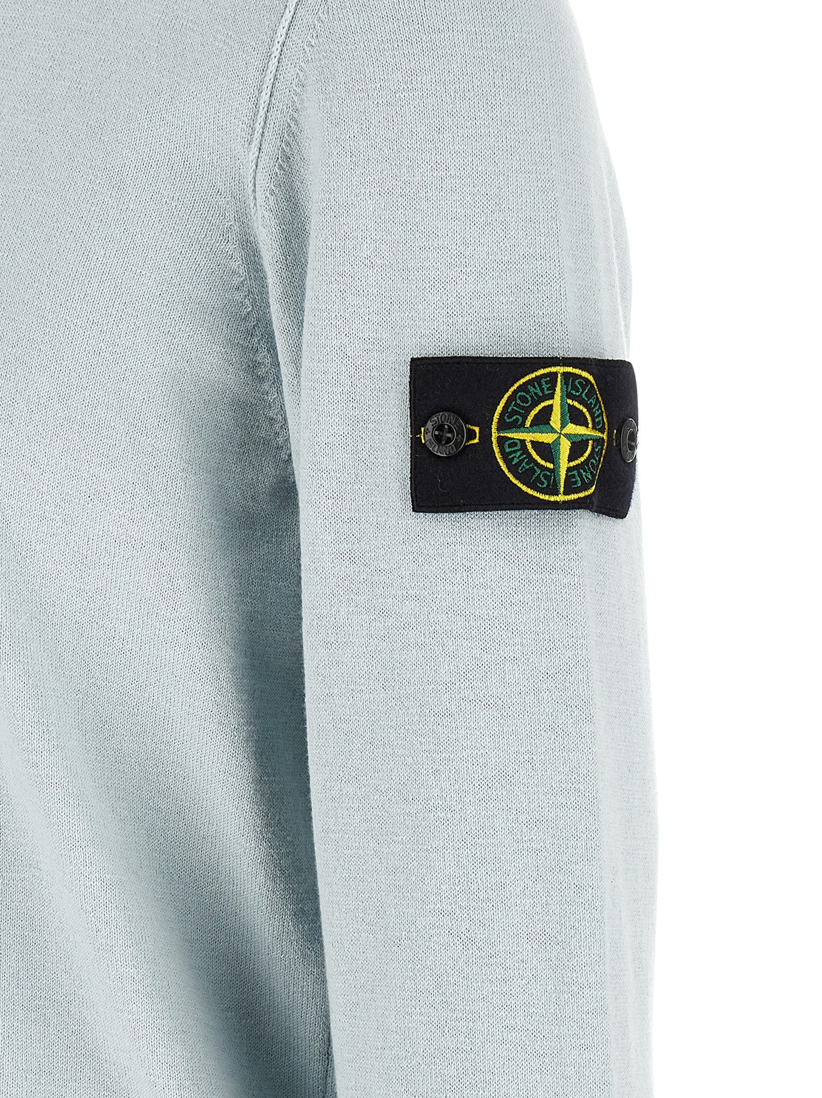Stone Island Light Blue Cotton Nylon Cardigan