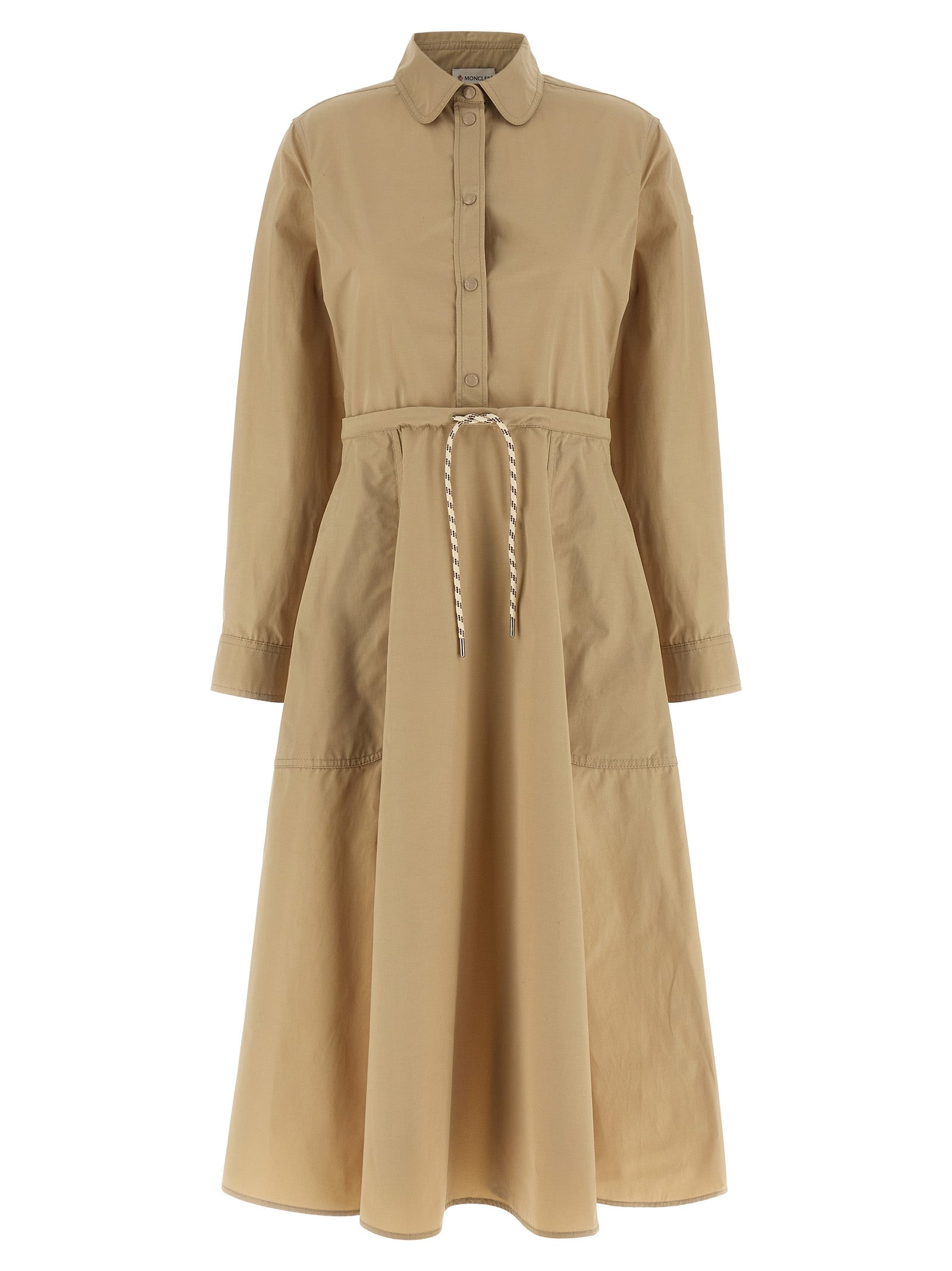 Moncler Beige Technical Poplin Midi Dress