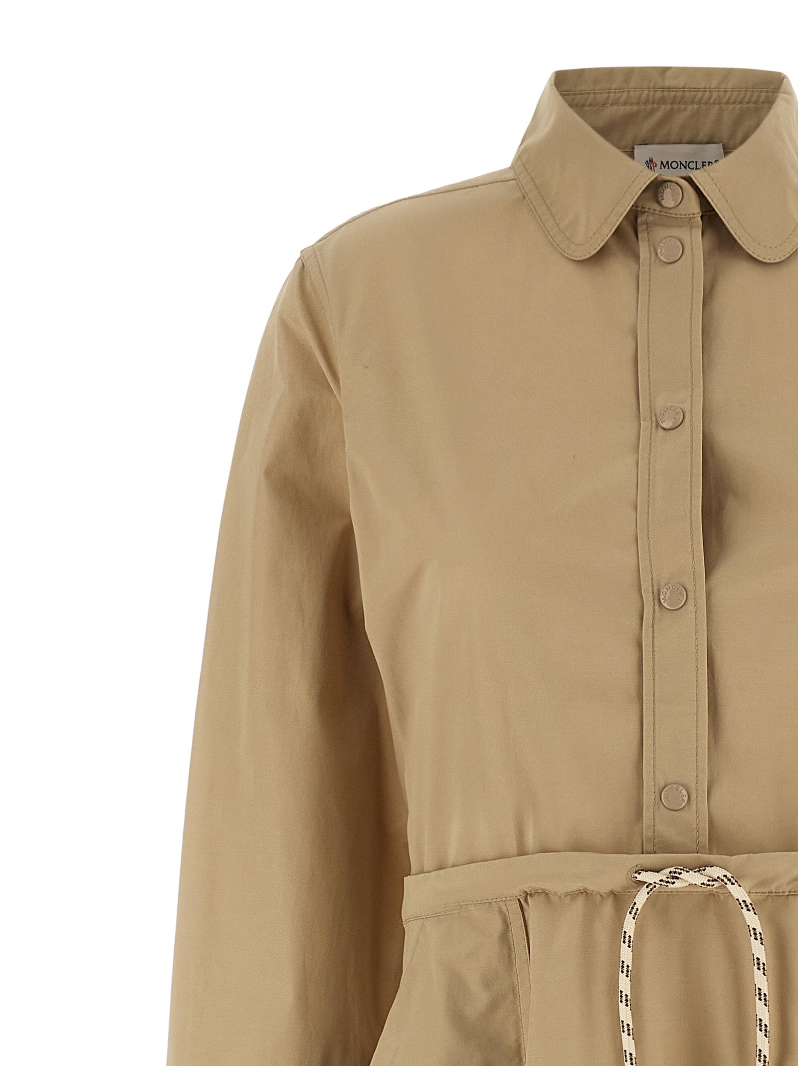 Moncler Beige Technical Poplin Midi Dress