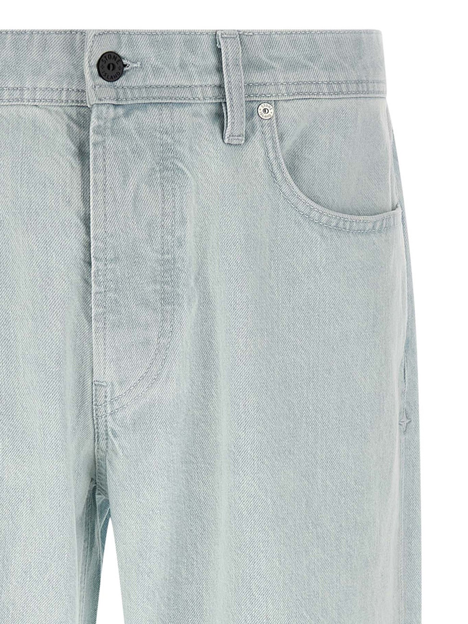 Stone Island Light Blue Straight-Leg Cotton Jeans