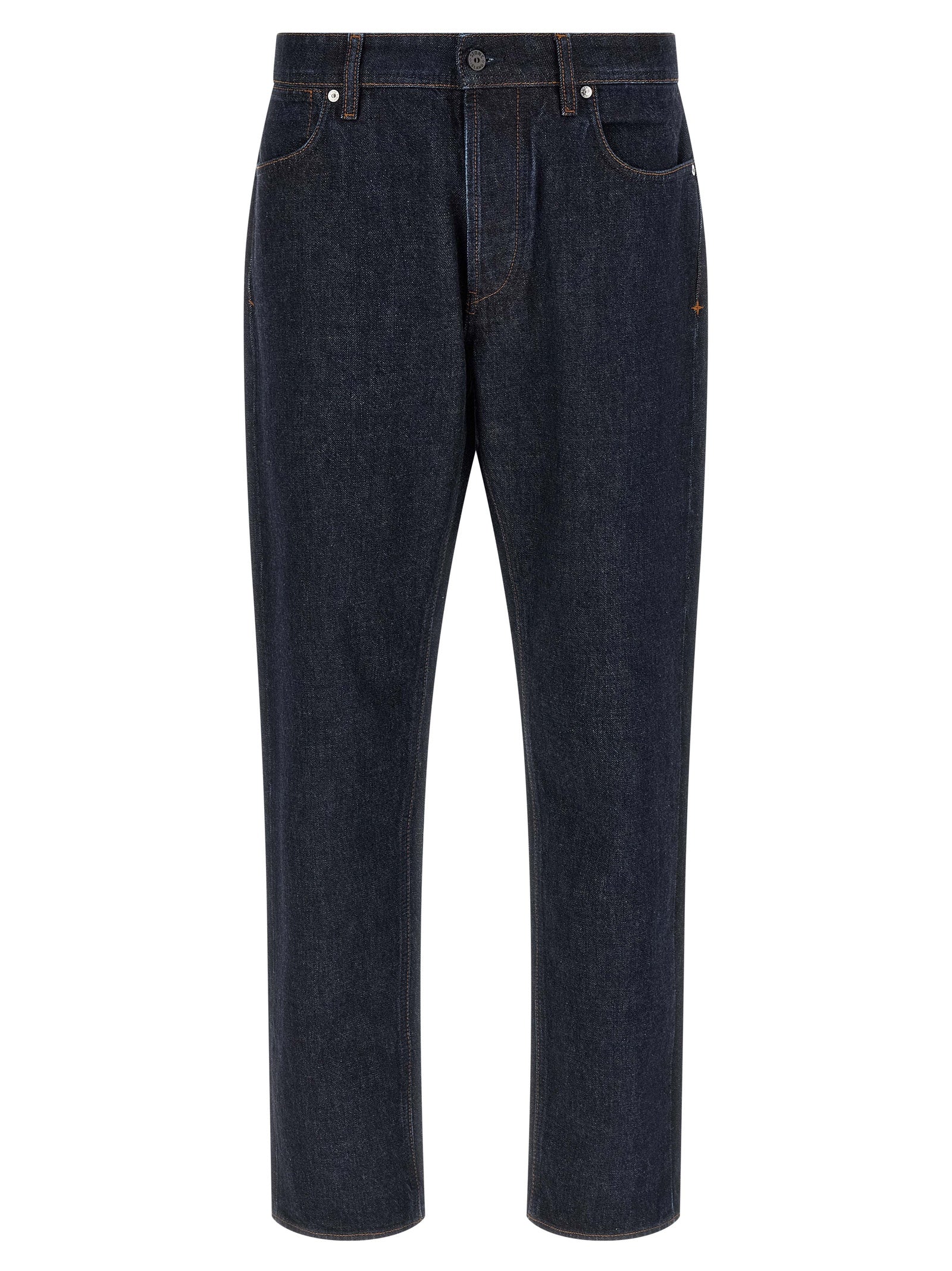 STONE ISLAND Blue Straight-Leg Jeans Cotton