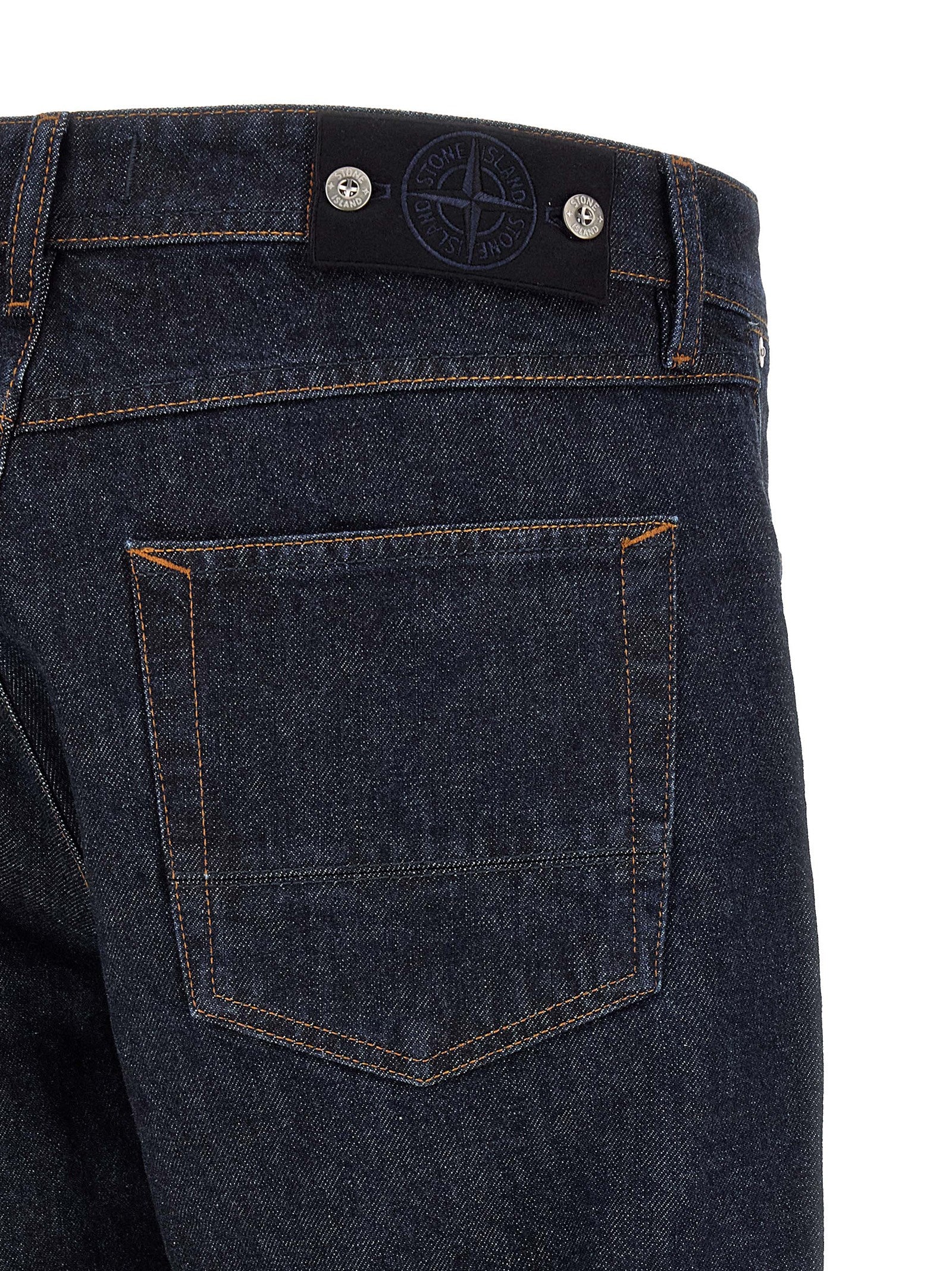 STONE ISLAND Blue Straight-Leg Jeans Cotton