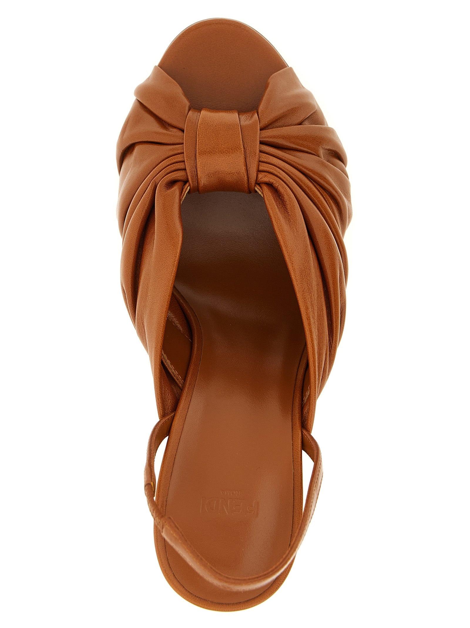 Fendi Brown Arco Lambskin Stiletto Heel Sandals