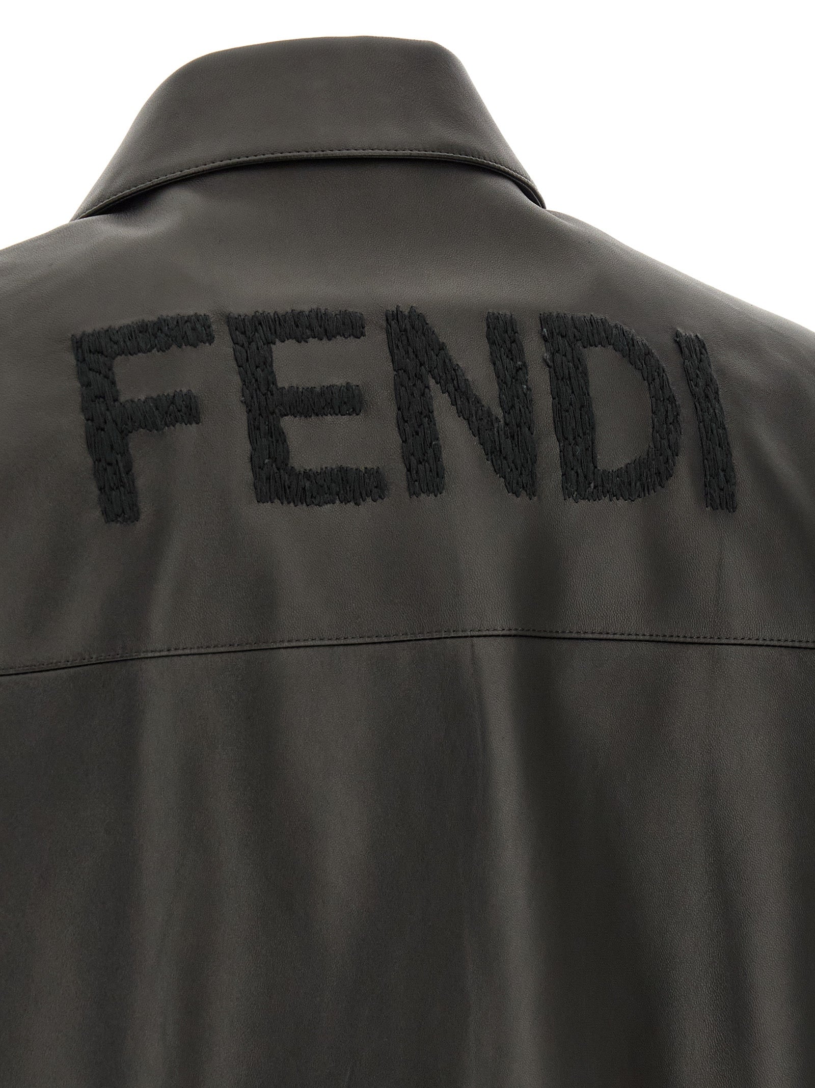 Fendi Black Leather Blouson Jacket Lambskin