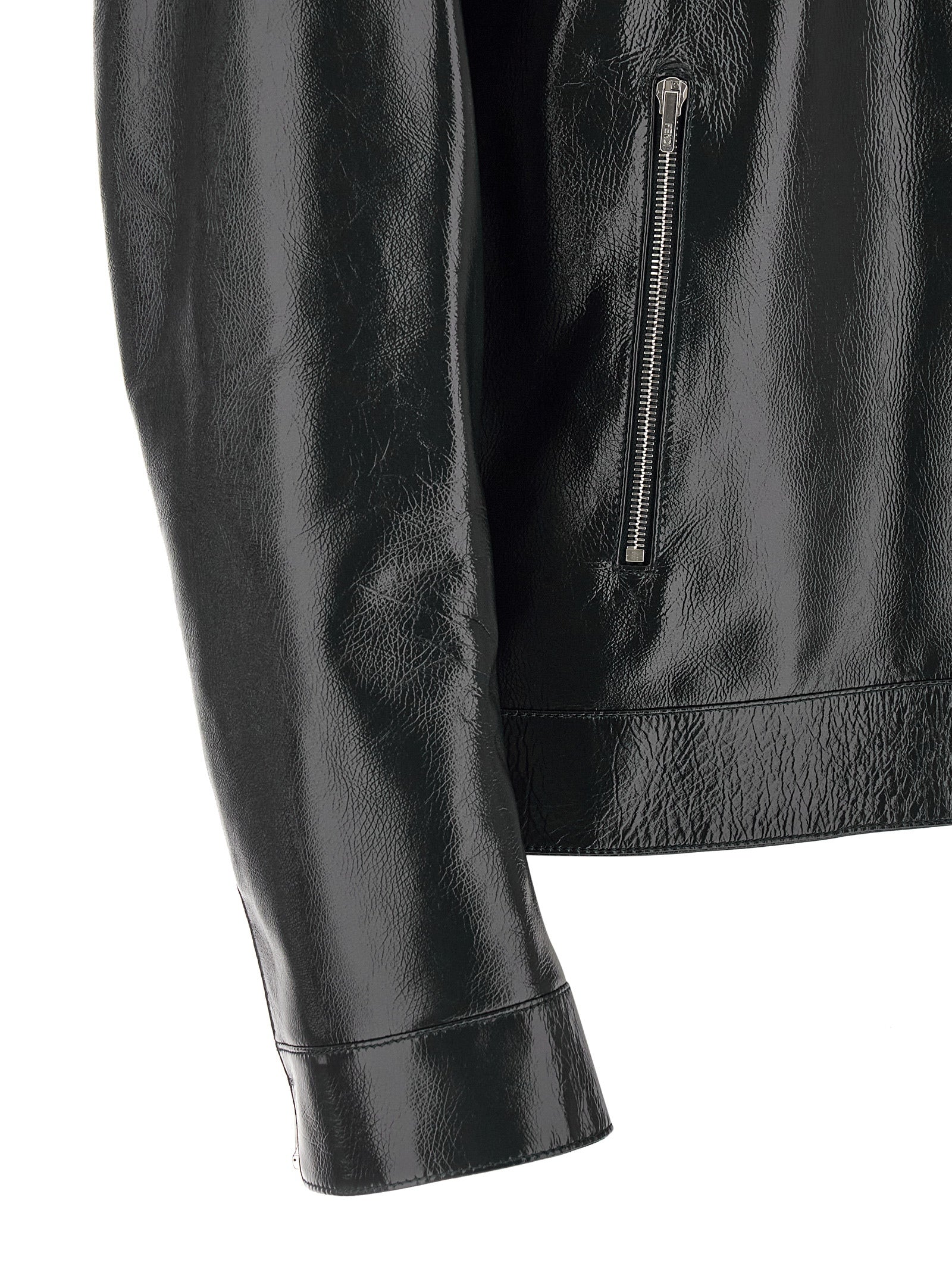 Fendi Blue Leather Blouson Jacket