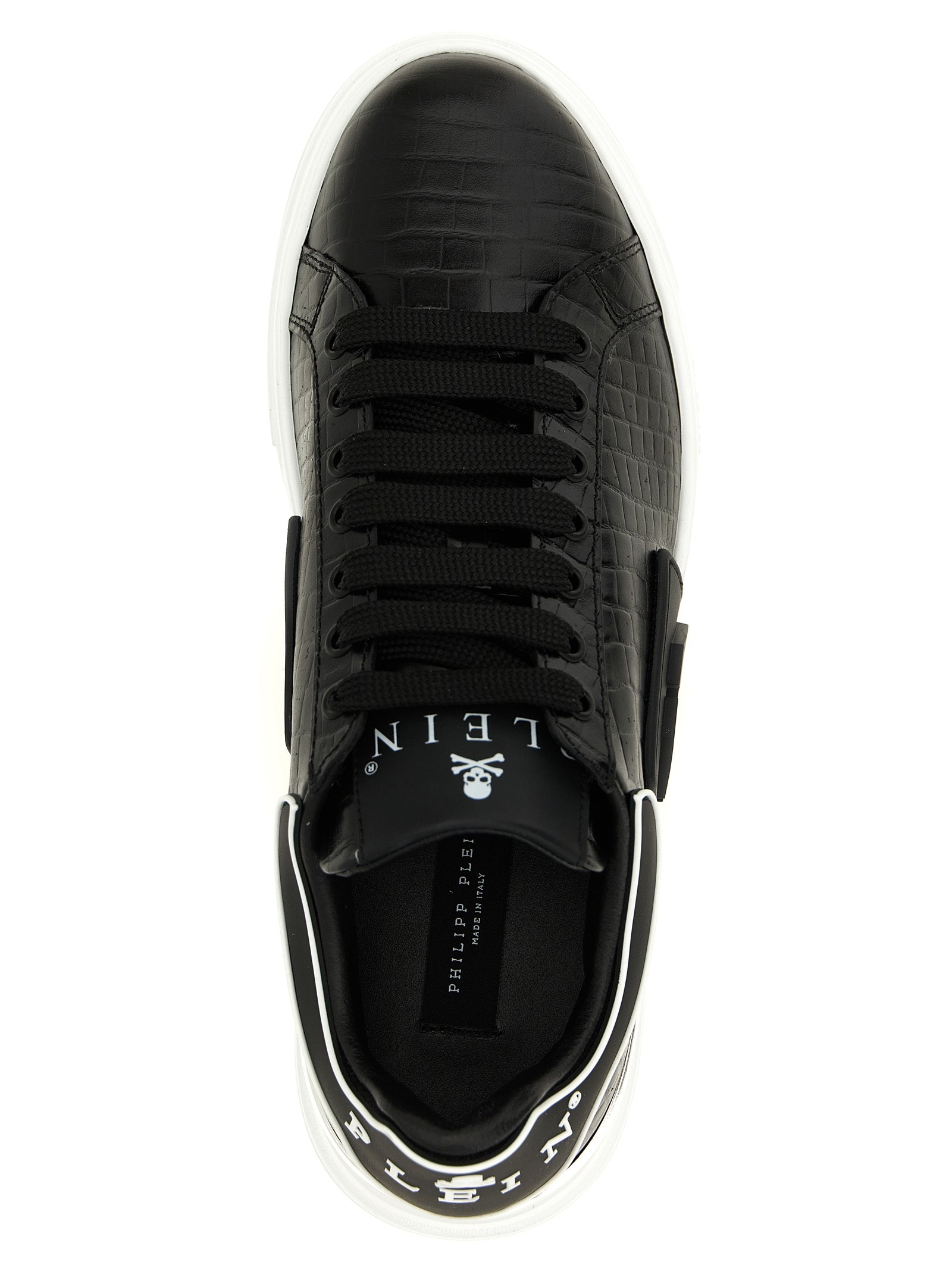Philipp Plein Black Phantom Kick$ Low Top Leather Sneakers
