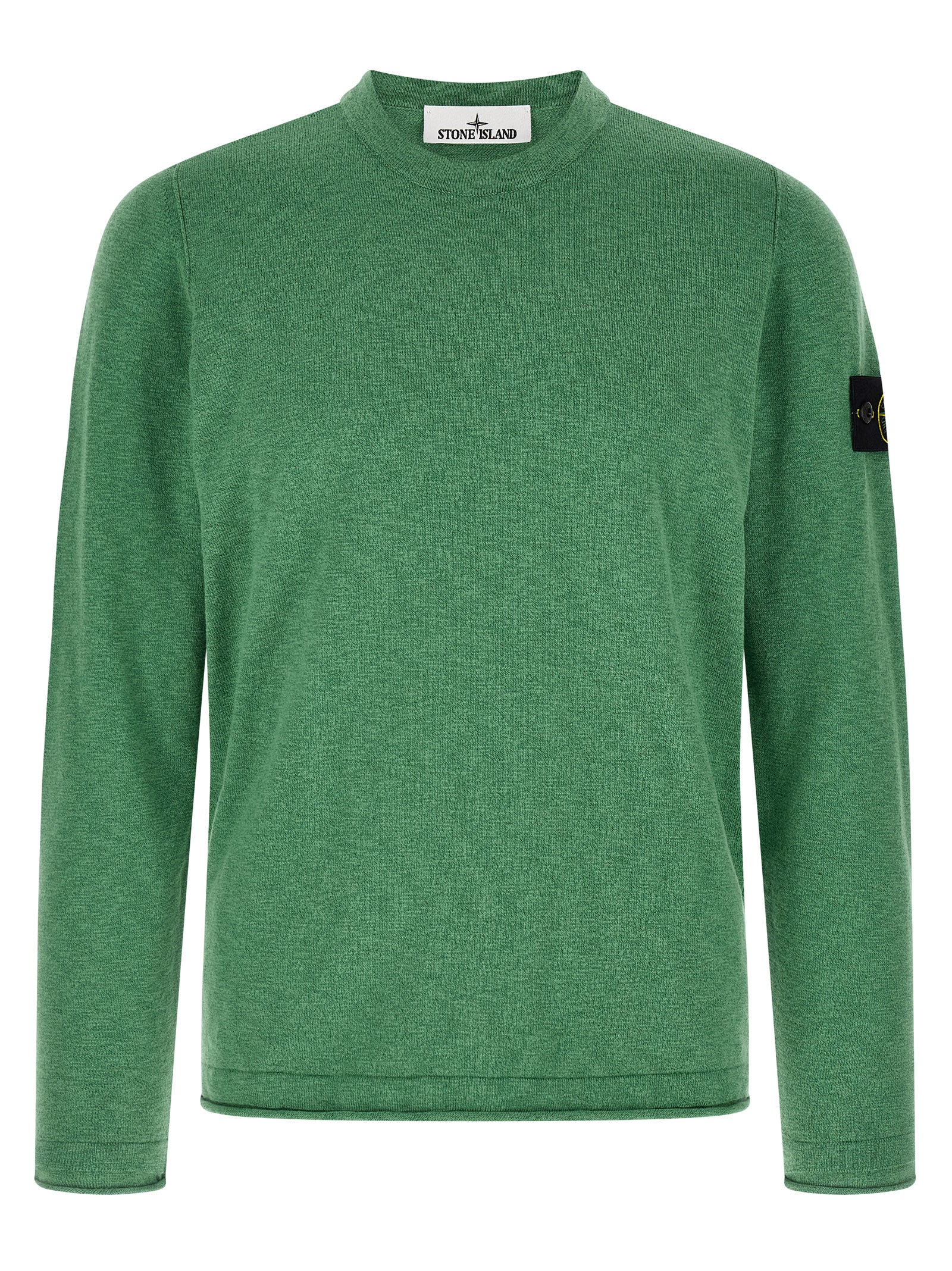 STONE ISLAND Green Bicolor Cotton Nylon Cardigan