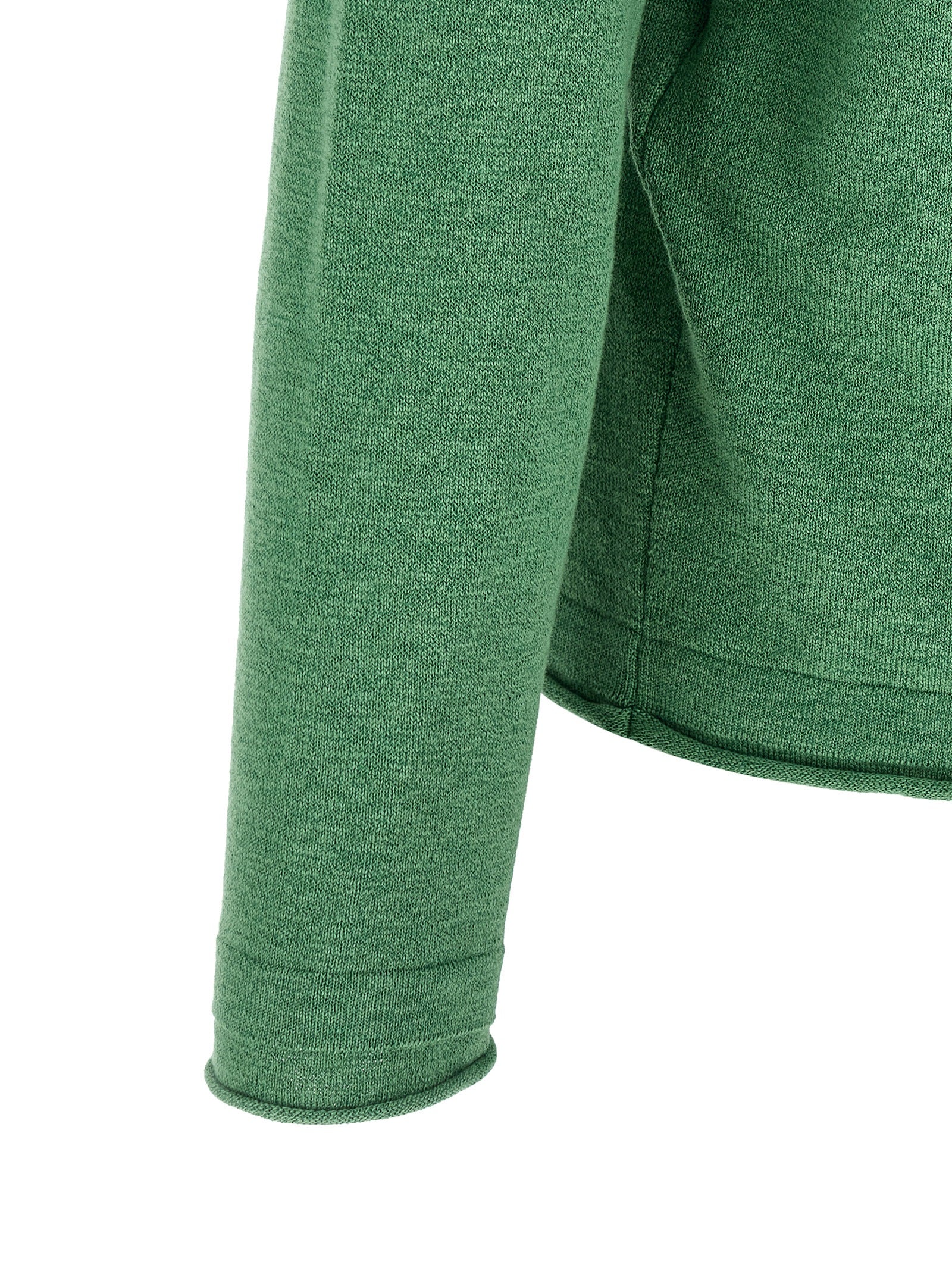 STONE ISLAND Green Bicolor Cotton Nylon Cardigan