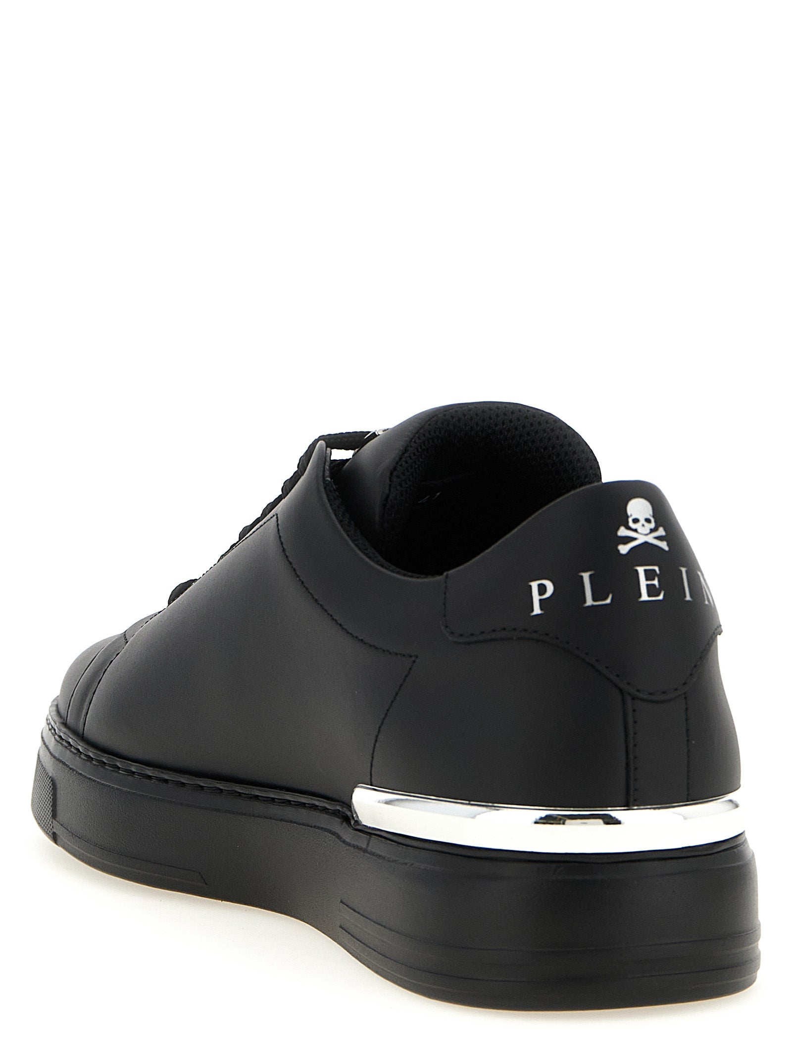 PHILIPP PLEIN Black Hexagon Low Top Sneakers Leather