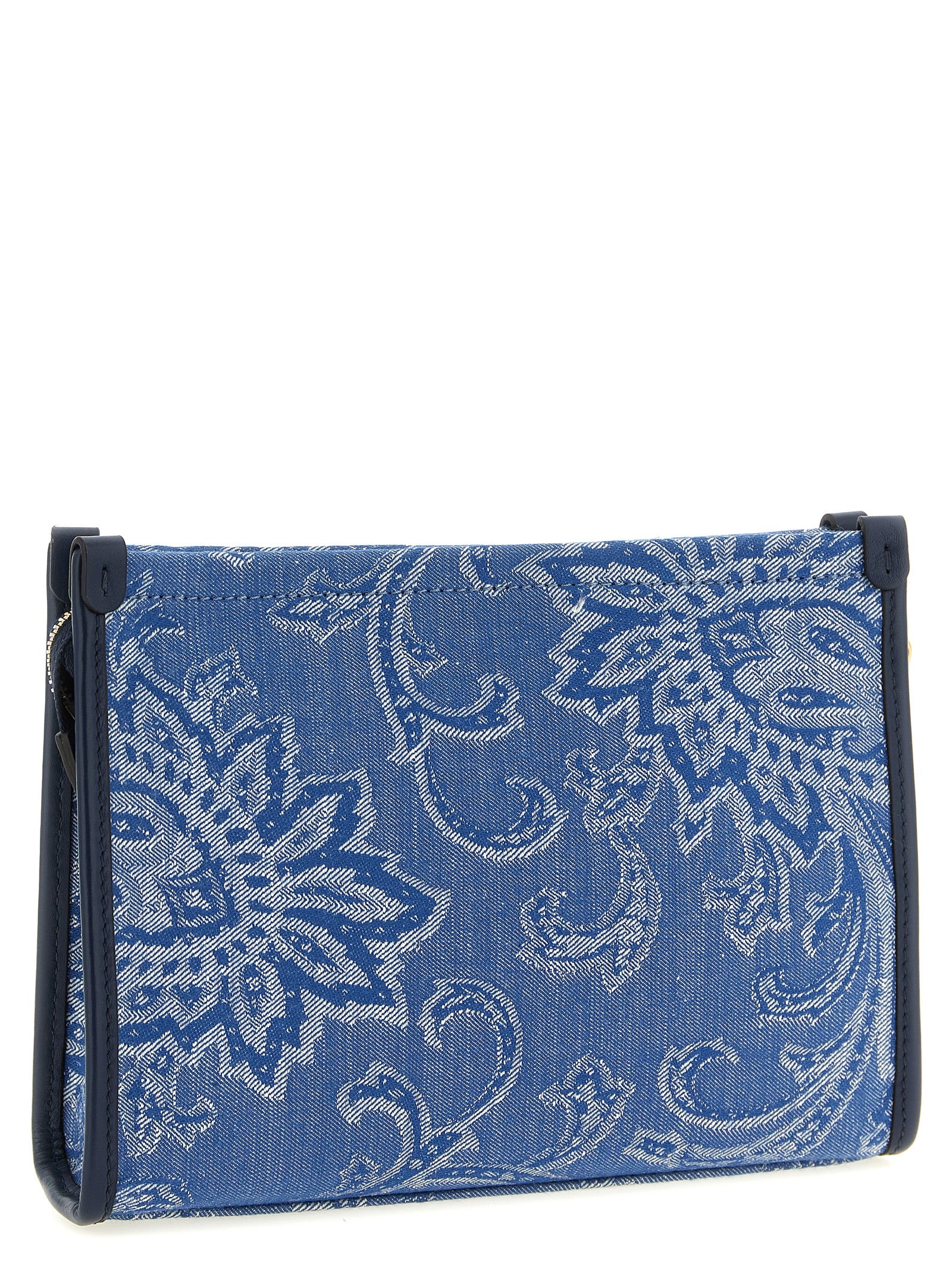 Etro Light Blue Cotton Jacquard Clutch Bag