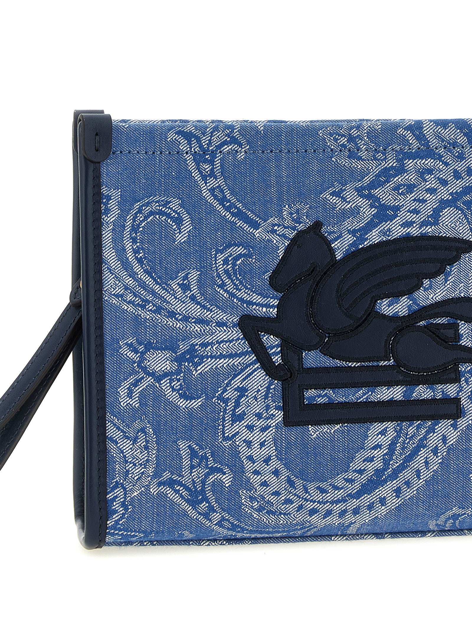 Etro Light Blue Cotton Jacquard Clutch Bag
