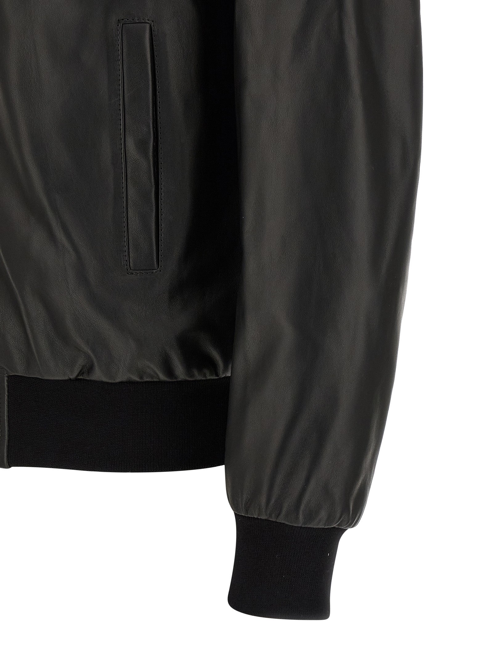 PHILIPP PLEIN Black Billy Lambskin Leather Bomber Jacket