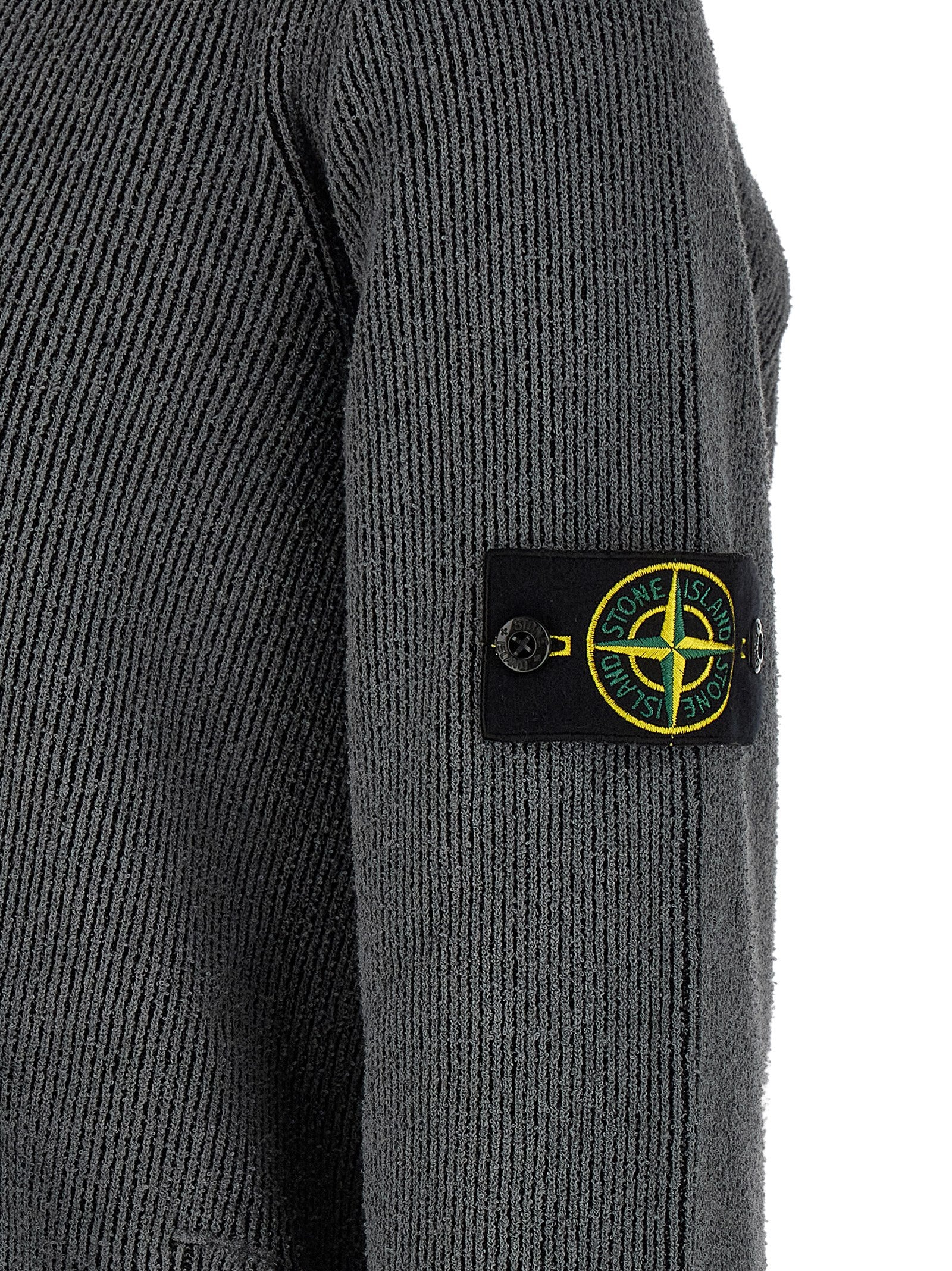 Stone Island Gray Cotton Nylon Cardigan