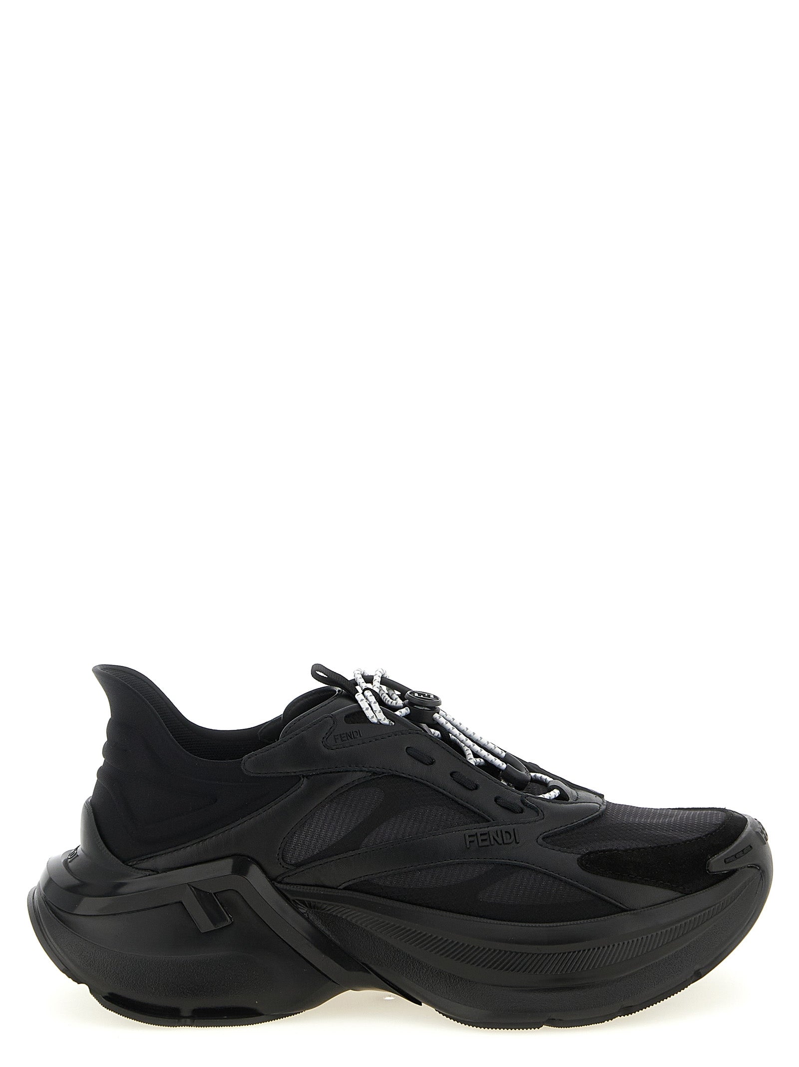 Fendi Black F-Light Athletic Sneakers Calf Leather