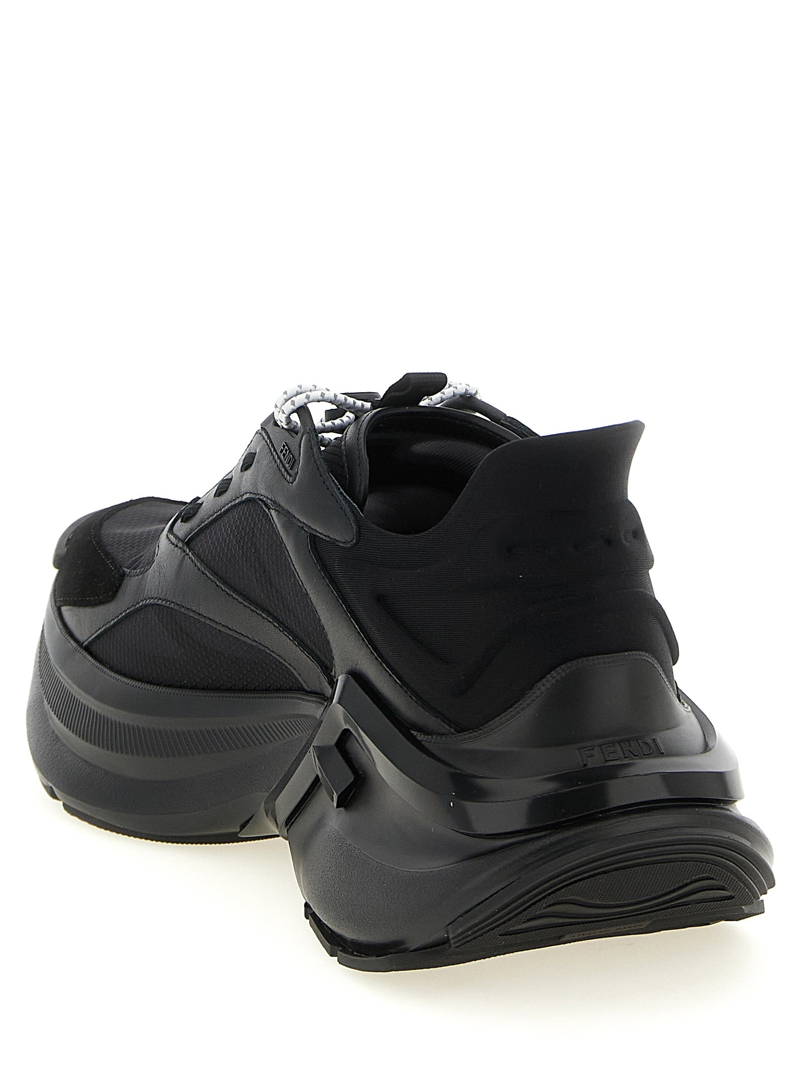 Fendi Black F-Light Athletic Sneakers Calf Leather