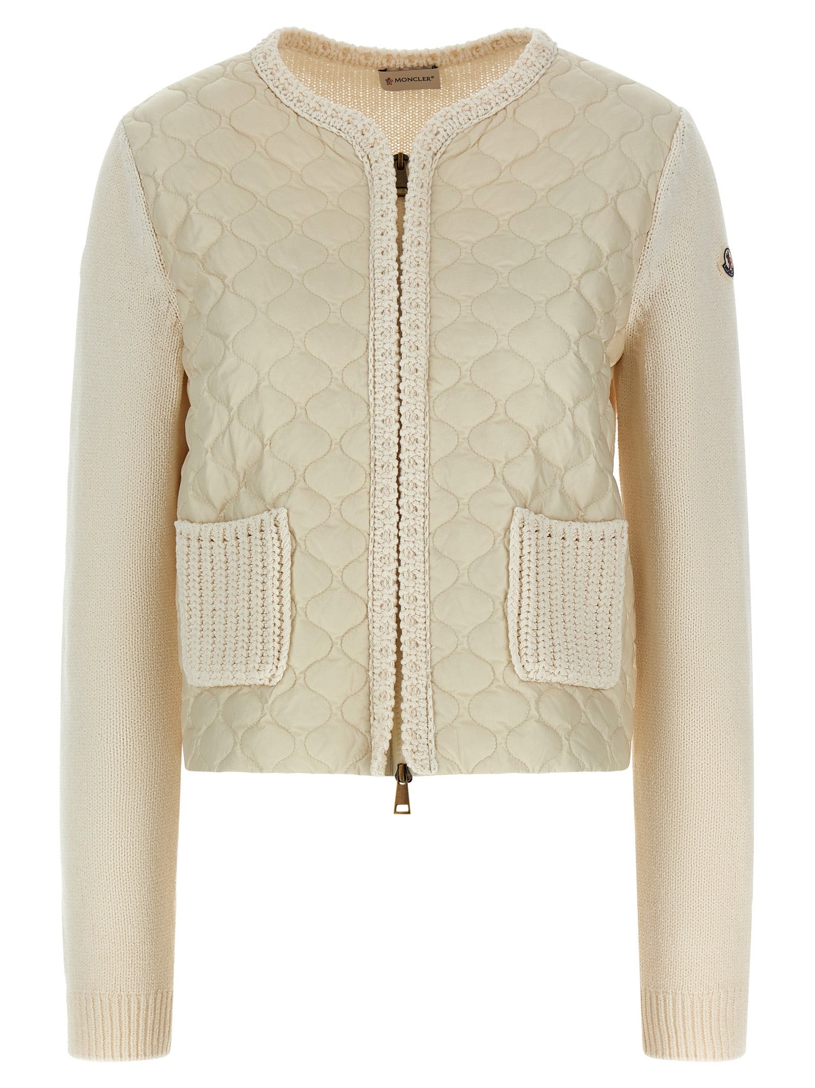 Moncler Beige Cotton Nylon Cardigan
