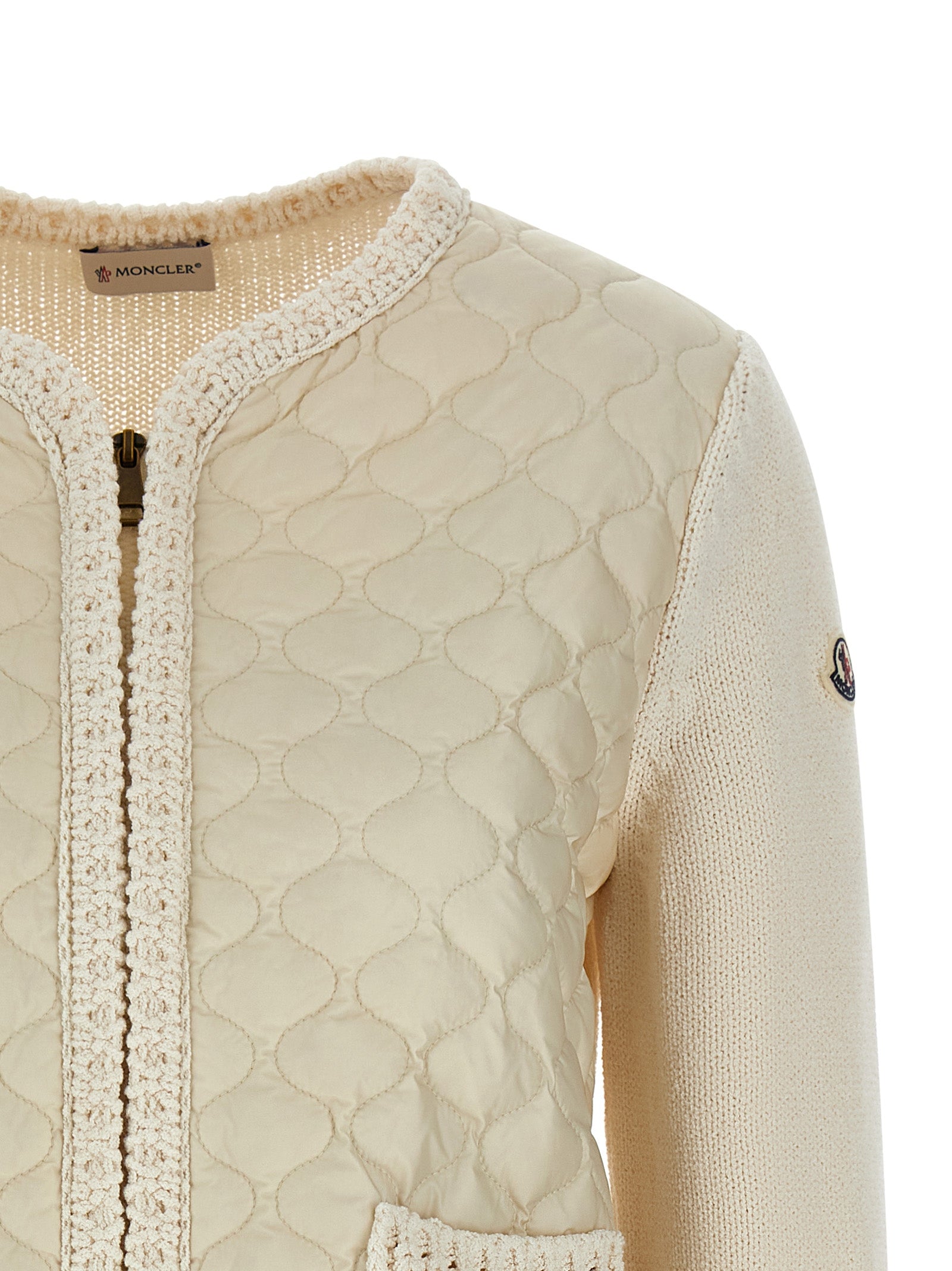 Moncler Beige Cotton Nylon Cardigan