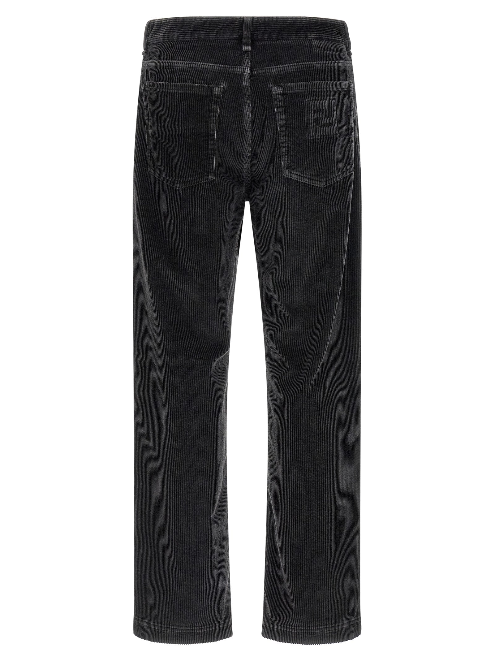 Fendi Gray Cotton Velvet Trousers
