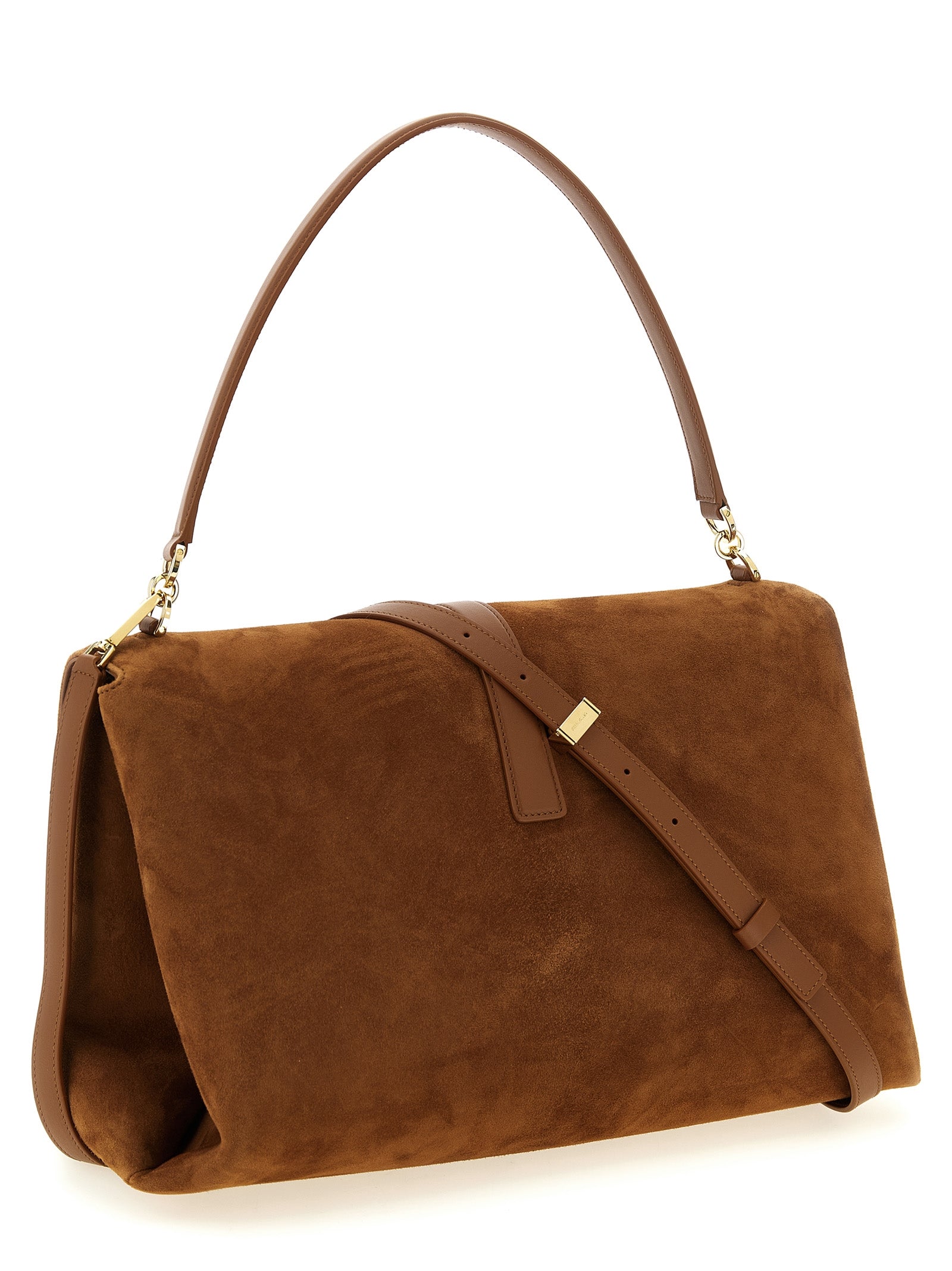 Ferragamo Brown Goat Leather Calf Leather Shoulder Bag
