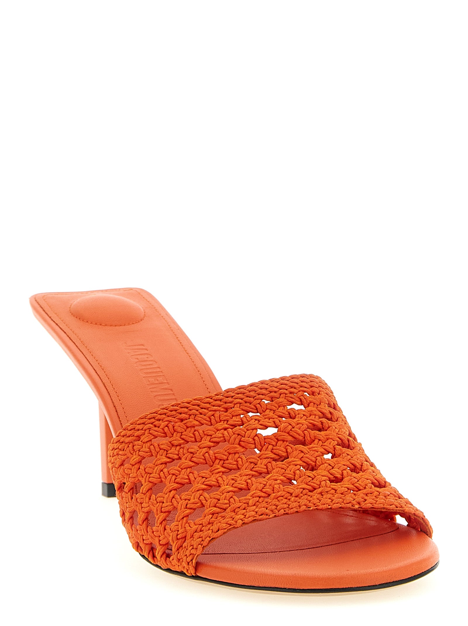 Jacquemus Orange Les Mules Cubisto Raffia Platform Sandals
