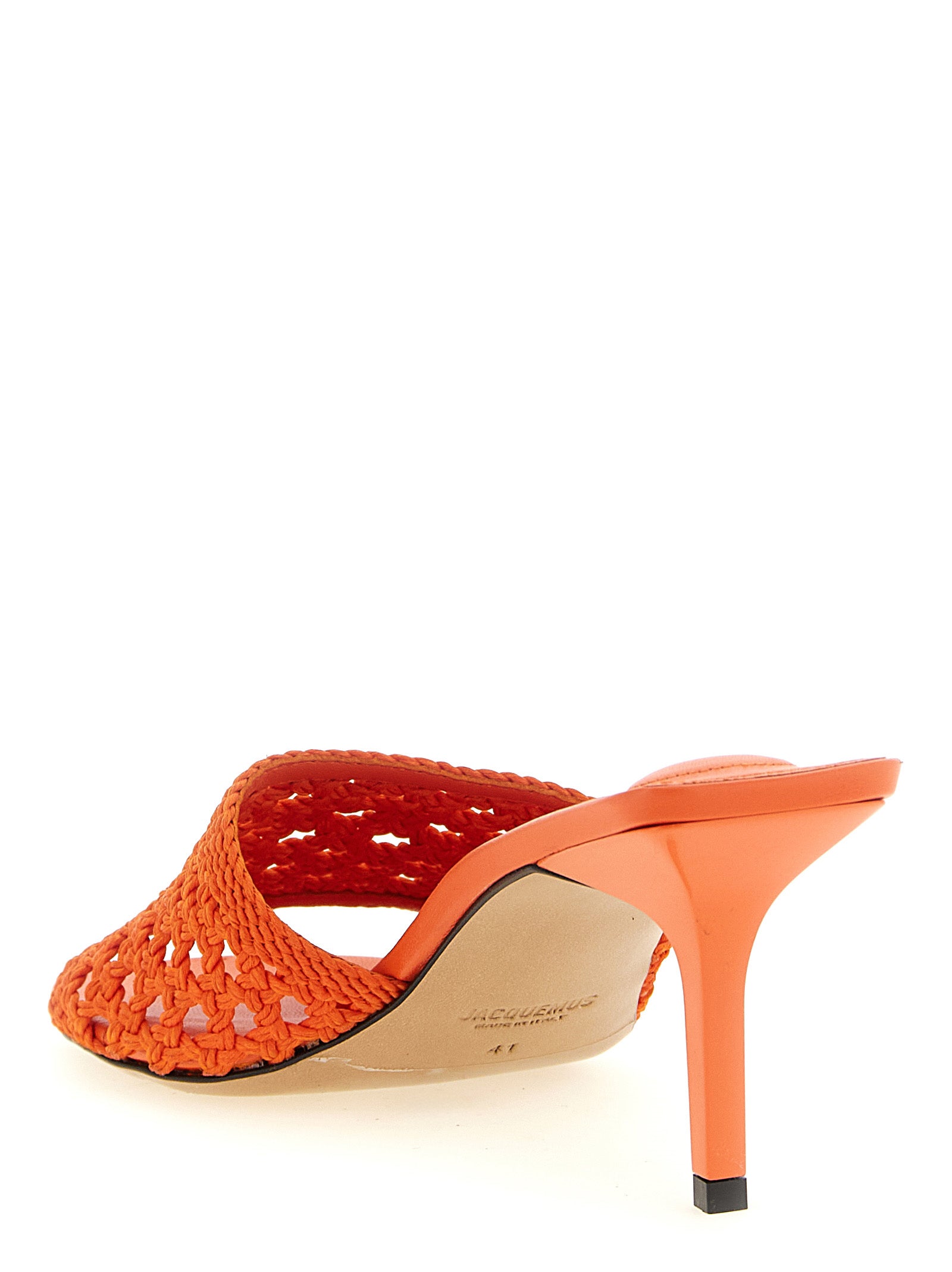 Jacquemus Orange Les Mules Cubisto Raffia Platform Sandals