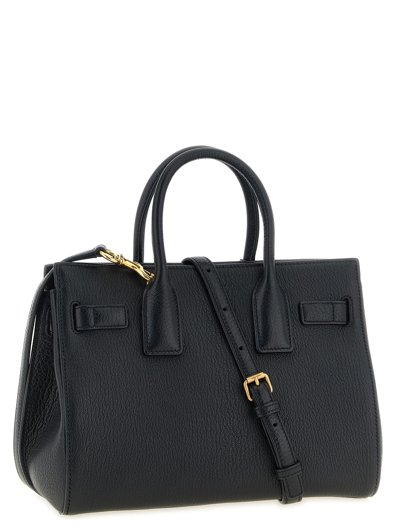 Saint Laurent Black Sac De Jour Leather Handbag