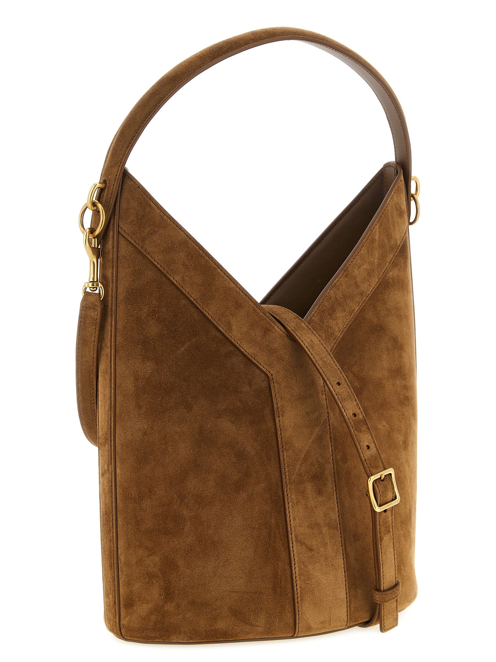 Saint Laurent Brown Y Long Calf Leather Shoulder Bag
