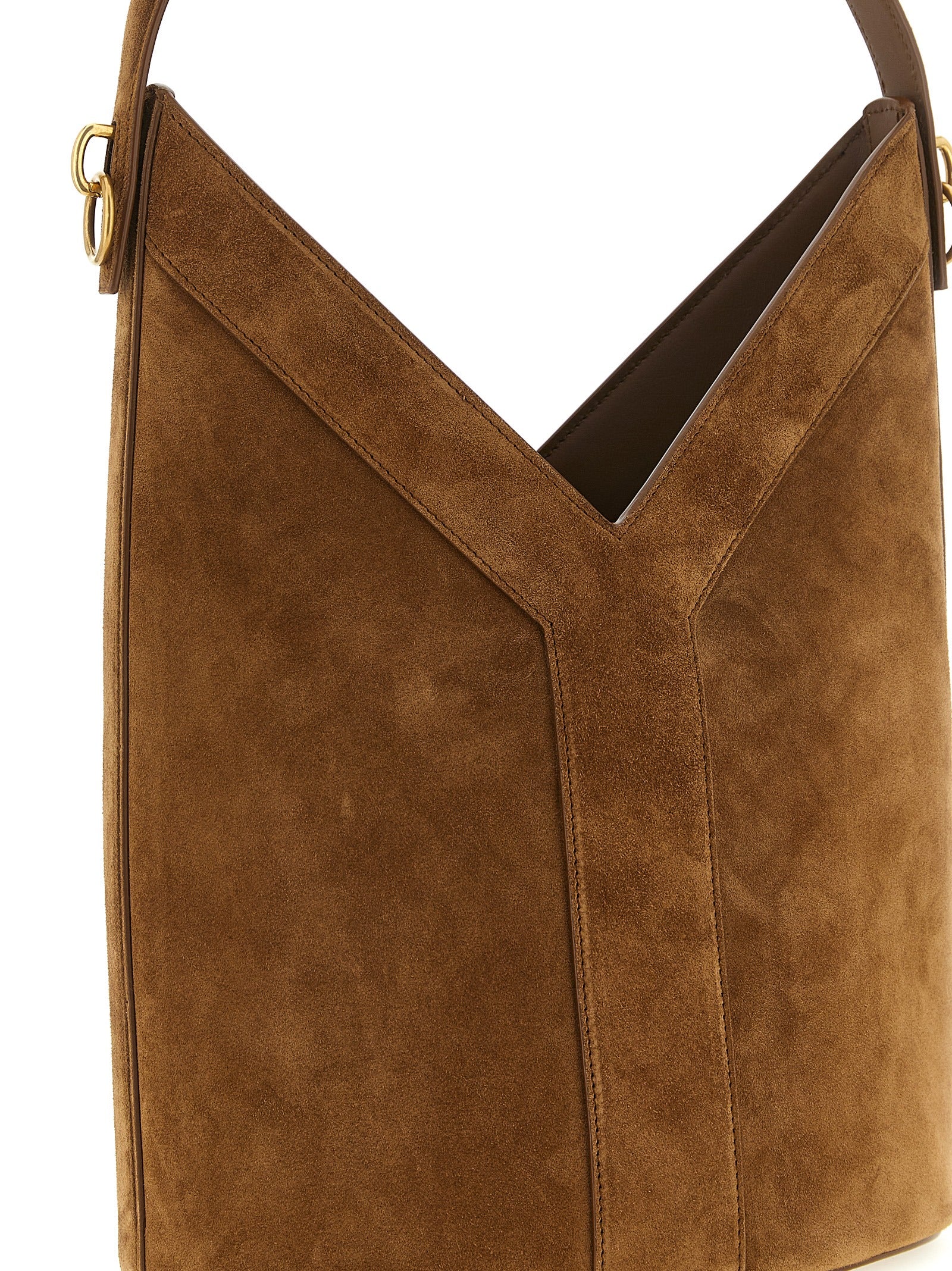 Saint Laurent Brown Y Long Calf Leather Shoulder Bag