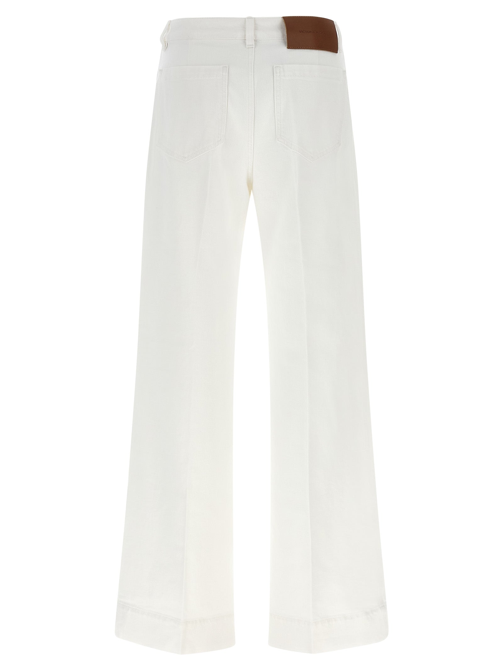 Victoria Beckham White Alina Cotton Flared Jeans