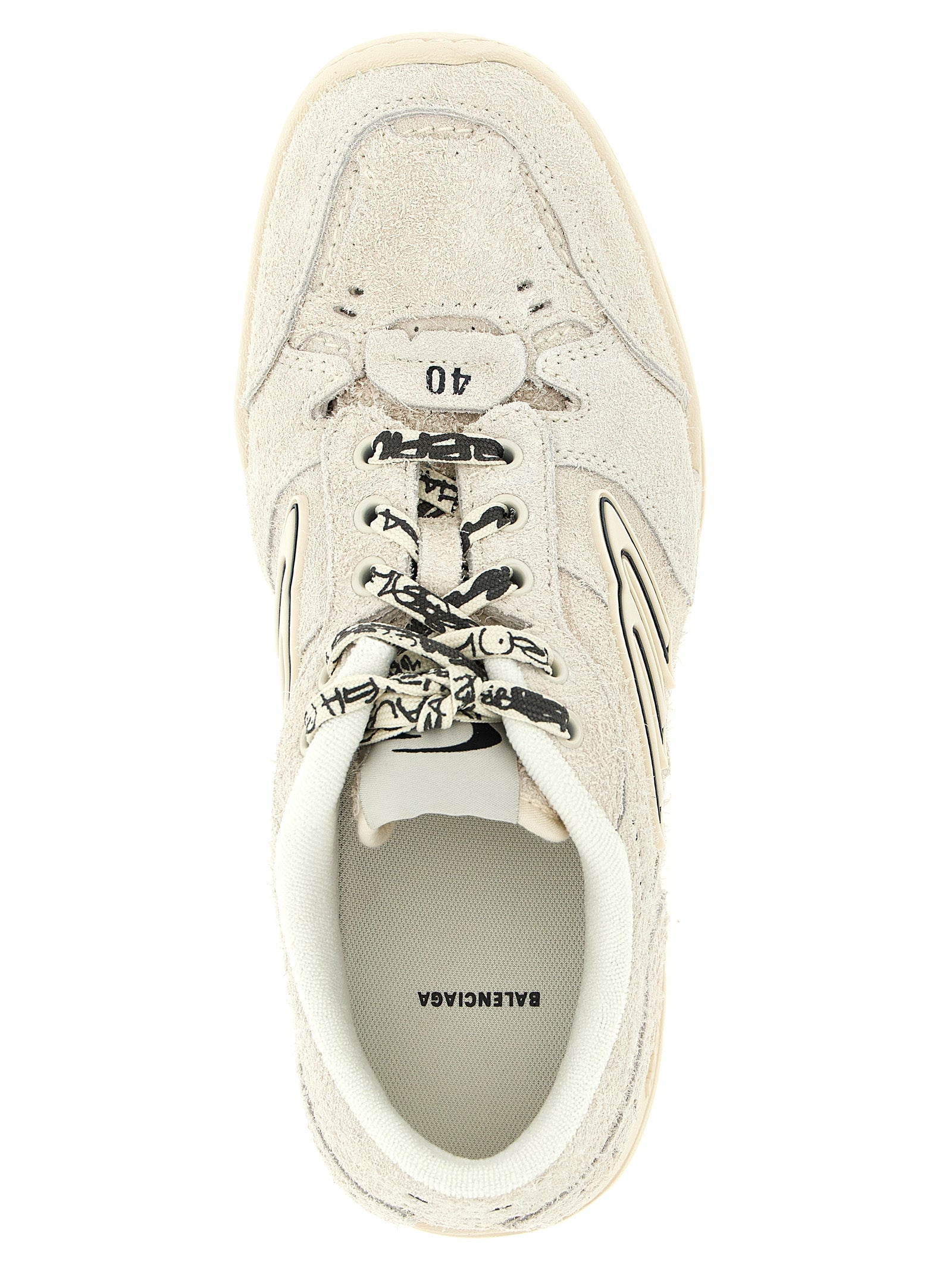 Balenciaga Beige Hamptons Leather Platform Sneakers