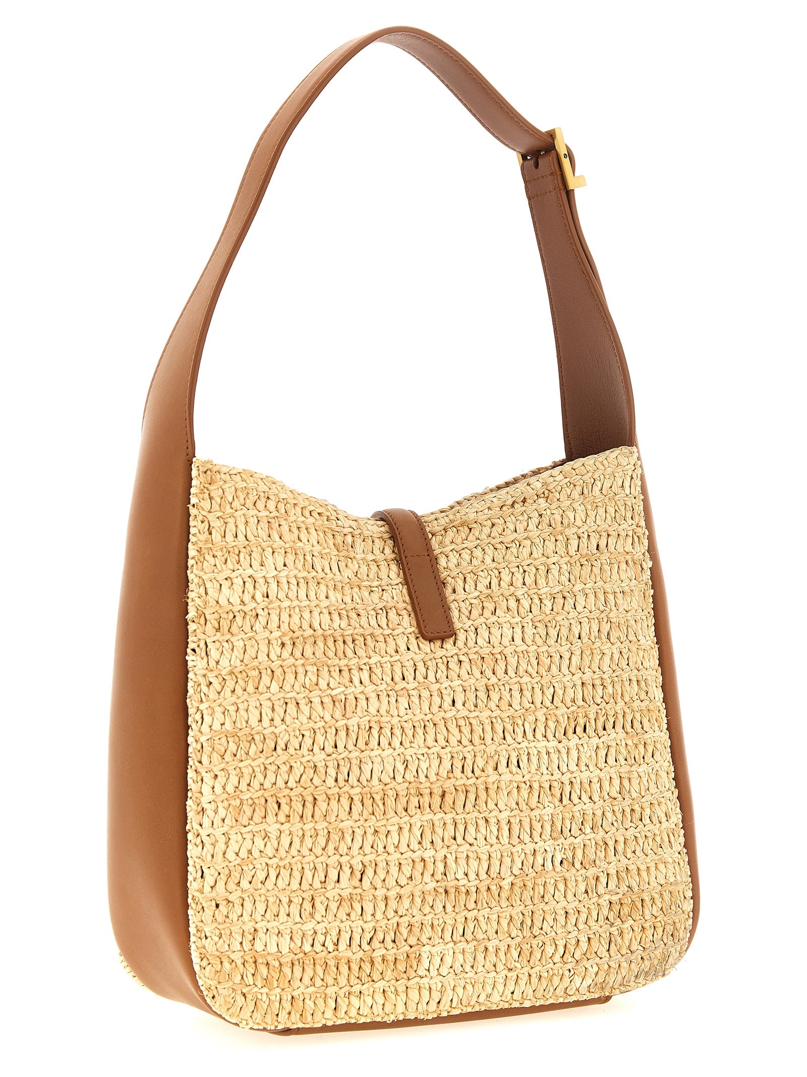 Saint Laurent Beige Raffia-Umhängetasche