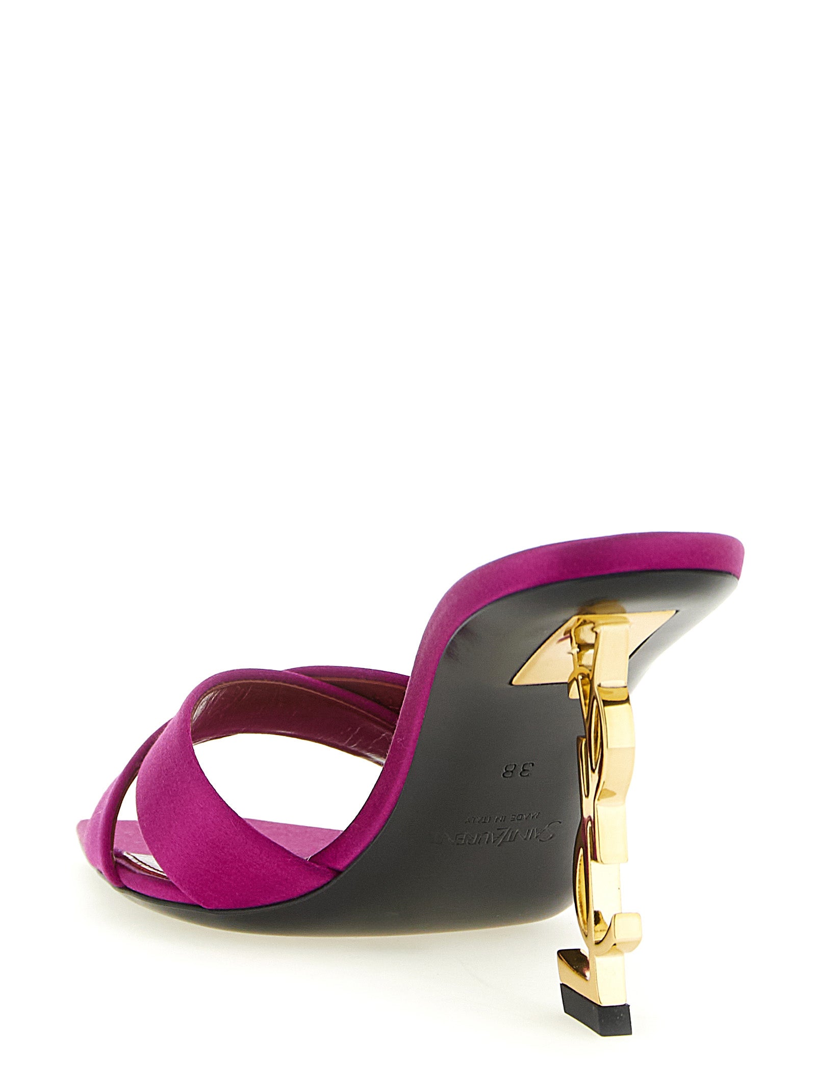 Saint Laurent Fuchsia Opyum Satin Crêpe Mules