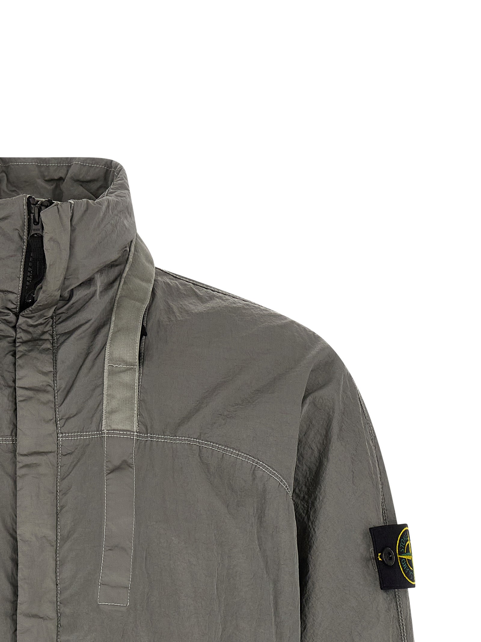 Stone Island Gray Nylon Bomber Jacket
